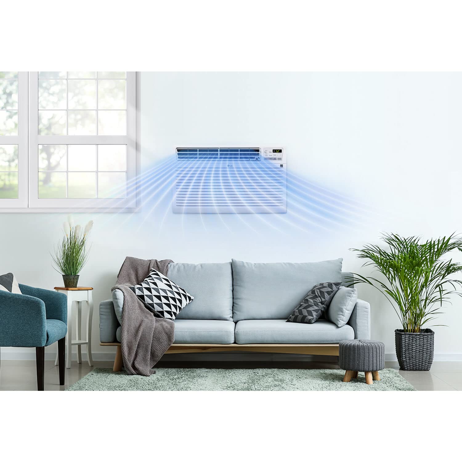 Lg 7,800 Btu Through The Wall Air Conditioner, 115V, Ac Wall Unit For Rooms Up To 330 Sq. Ft., Perfect For Bedroom Or Office, Wa