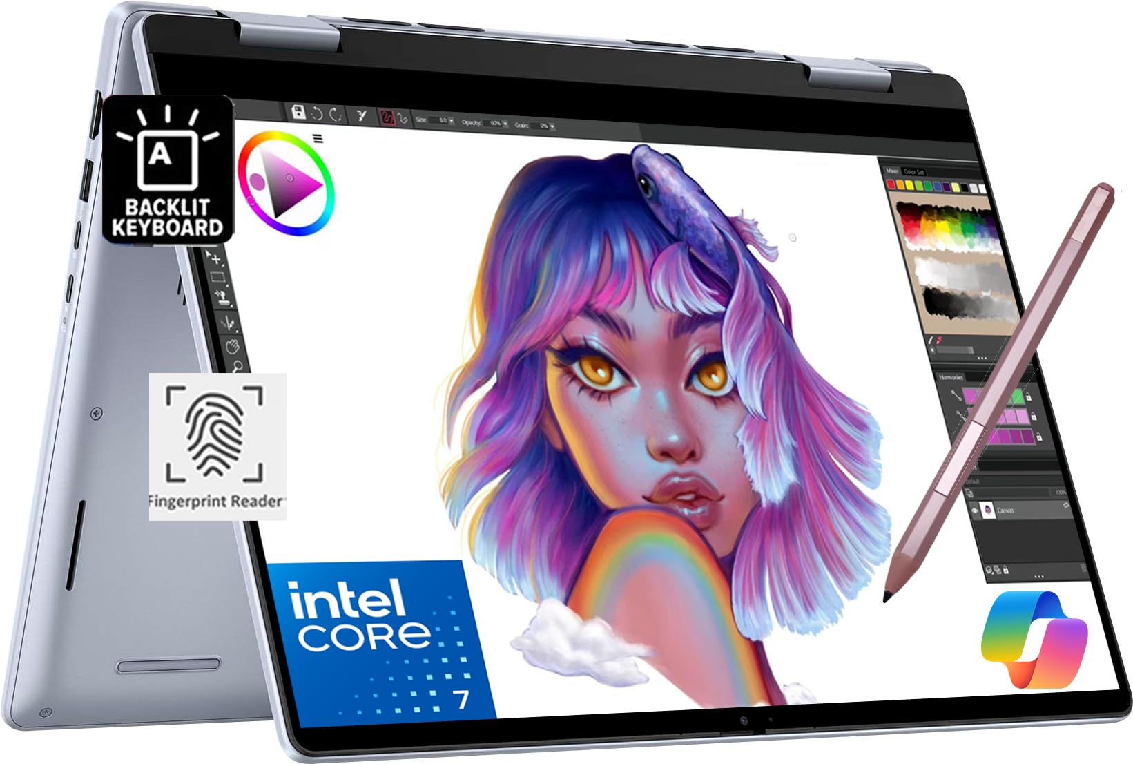 Dell Inspiron 14 7430 2-in-1 Business Laptop (14 FHD+ Touchscreen, Intel 10-Core i7-1355U, 16GB LPDDR5 RAM, 1TB SSD, Active Styl