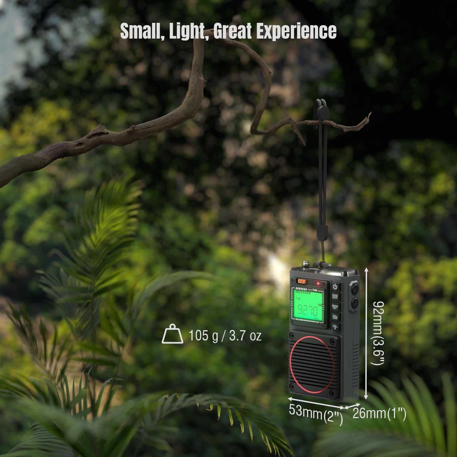 Raddy Rf75A App Control Shortwave Radio, Portable Am/Fm/Vhf/Sw/Wb Weather Radio, Pocket Radio Rechargeable W/ 9.85 Ft Wire Anten