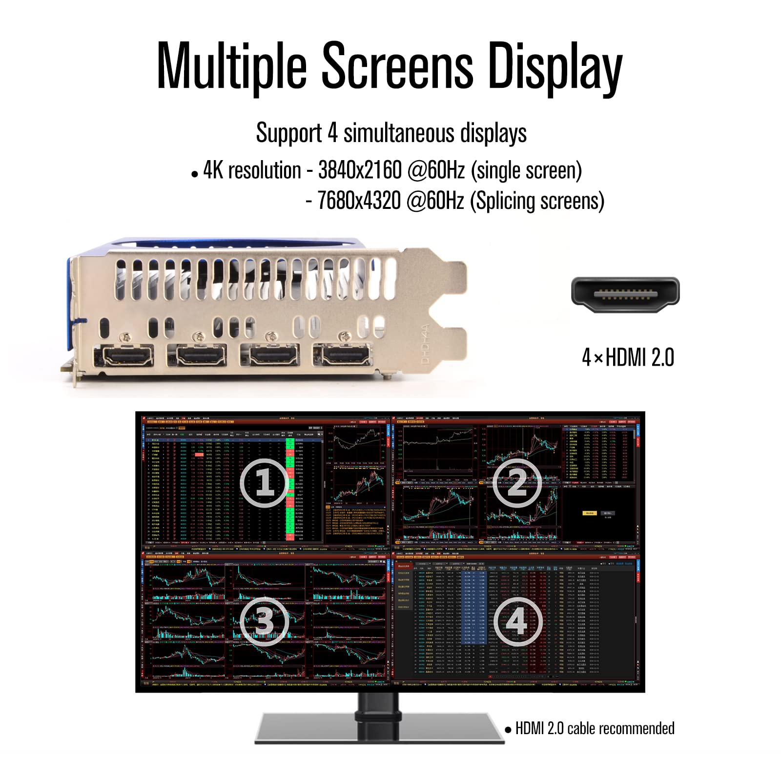 Srhonyra Geforce Gtx 1050 Ti 4Gb 4Hdmi Graphics Card 128 Bit Quad Monitor Video Card Gddr5 For Mulitple Displays, Projection Or