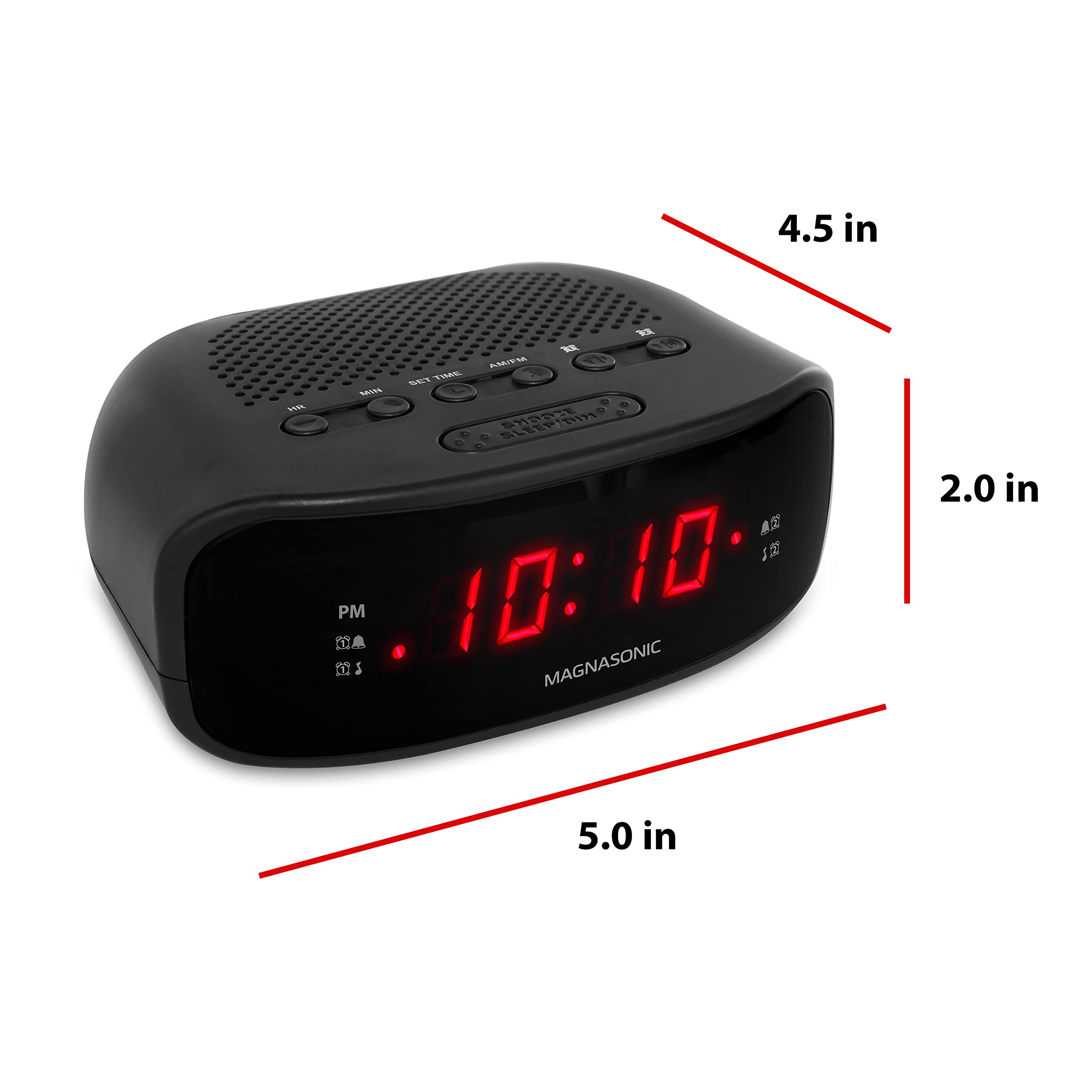Magnasonic Digital Am/Fm Clock Radio With Battery Backup, Dual Alarm, Sleep & Snooze Functions, Display Dimming Option (Eaac200)