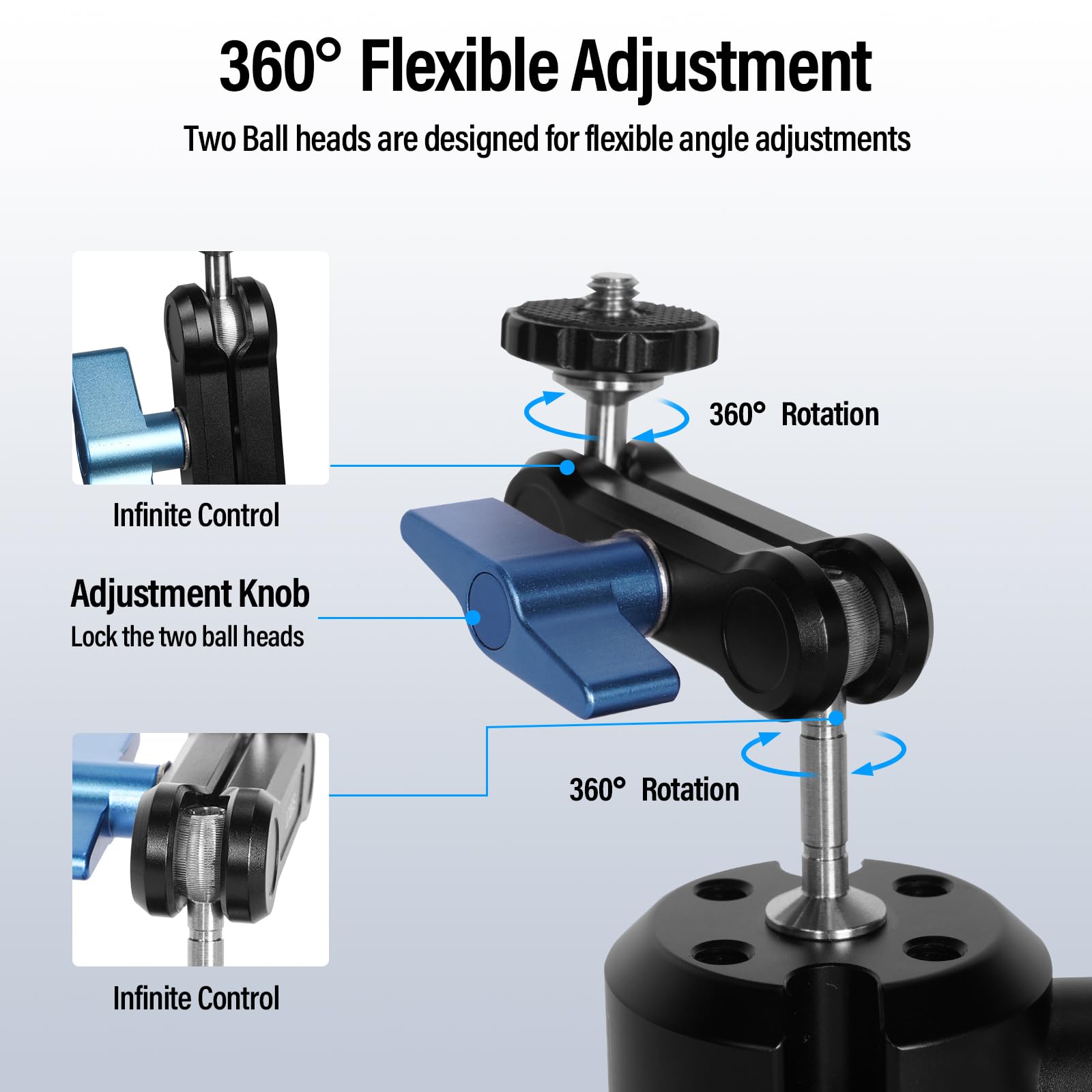 Sirui Suction Cup Mount For Camera And Phone, Air Pump Vacuum Suction Cup With Magic Arm, Phone Holder, 360�Rotating Double Head Windshield Window Mount For Gopro, For Insta360, For Dji Action, Ma Sc