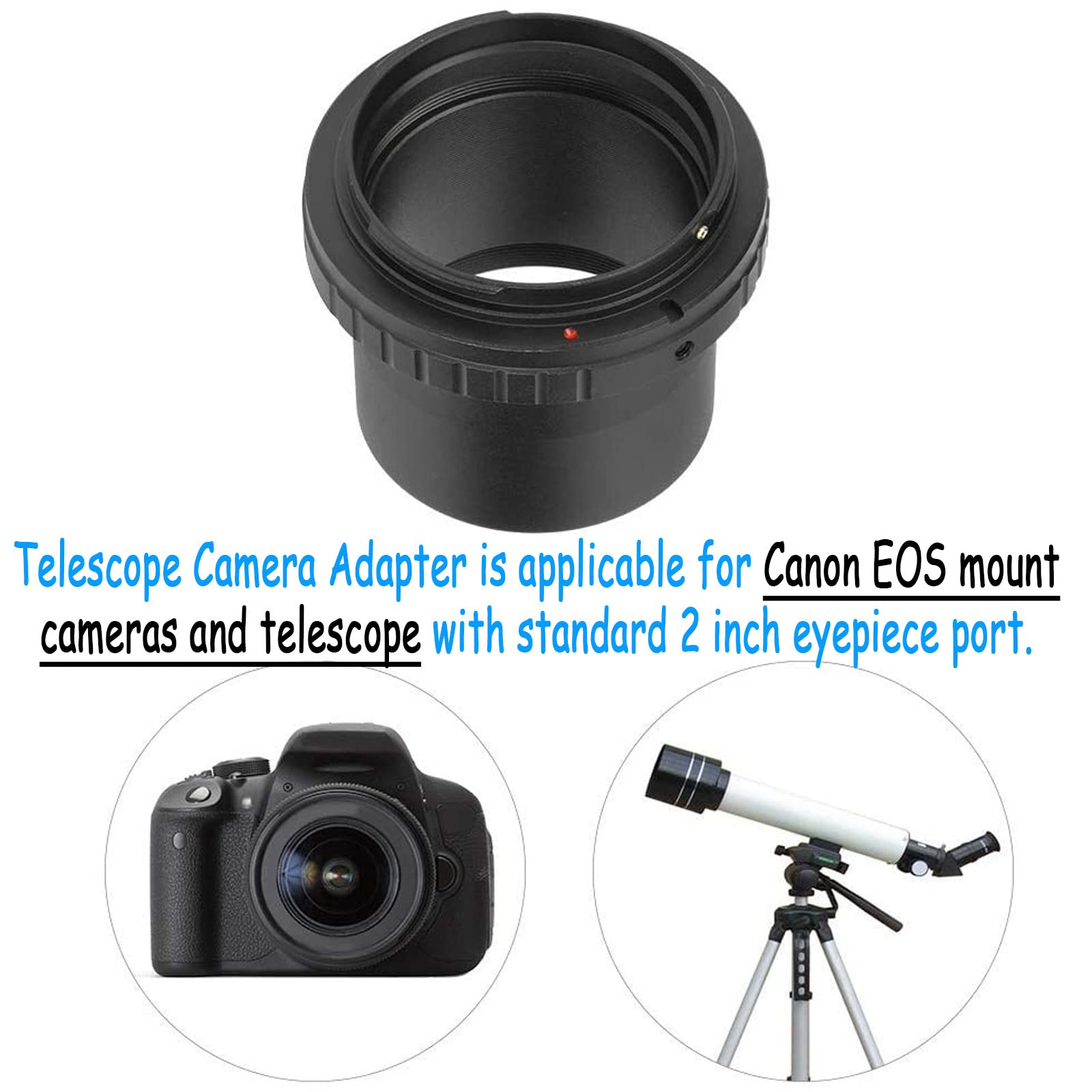 Telescope Camera Adapter For Canon Telescope Adapter, 2 Inch Camera Adapter M48 X 0.75Mm T Ring Adapter Telescope Mount & Inner/Outer Ring Double Structure, For Canon Mount Camera 2In Eyepiece