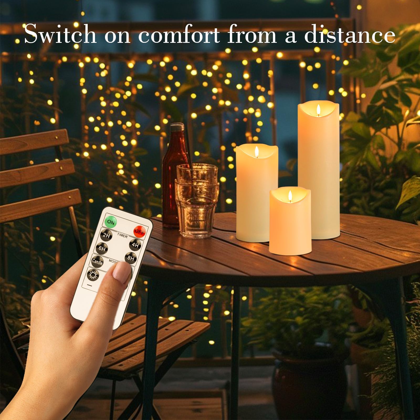 Noxinda Outdoor Flameless Candles With Timer Waterproof, Electric Battery Candles Flickering With Remote For Bathroom Patio Wedd