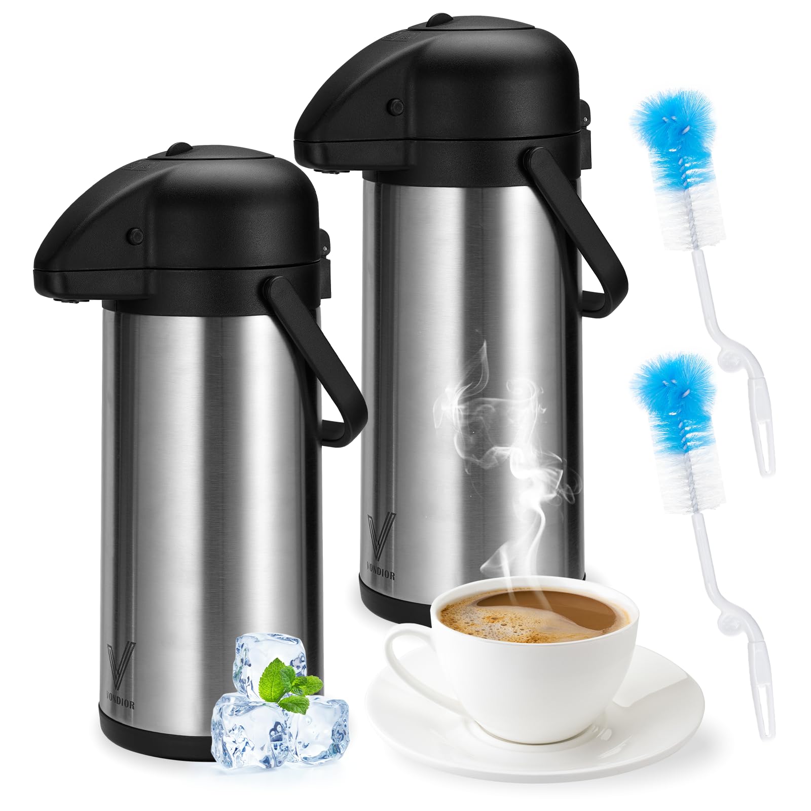 Airpot Coffee Dispenser With Pump   2Pcs 102 Oz Insulated Stainless Steel Coffee Carafe   Thermal Beverage Dispenser   Thermos U
