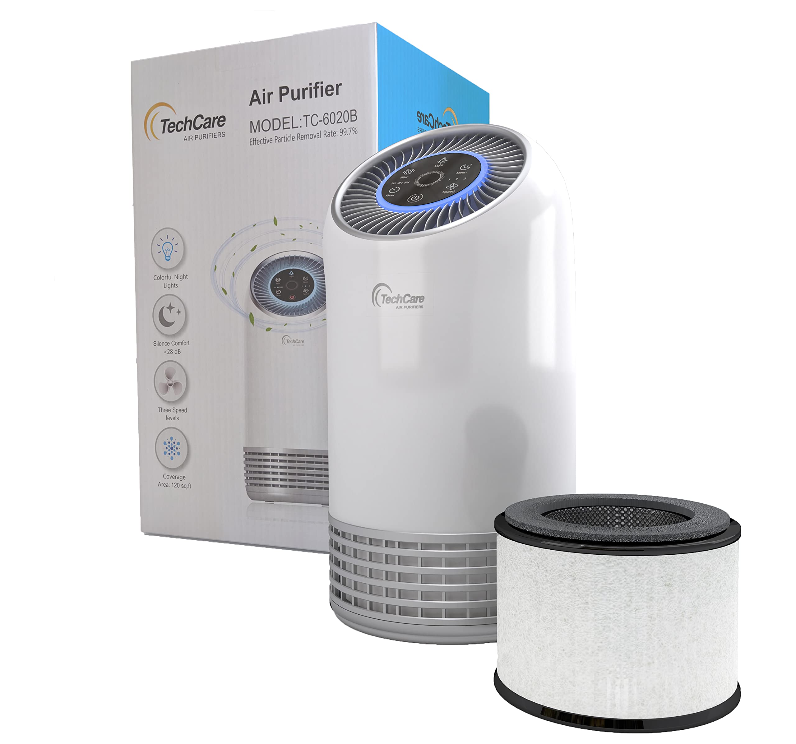 Air Purifier Bedroom Office Use [True Hepa] Filter Silent Comfort White Noise Smart Air Cleaner Smokers Eliminate Allergies Odor