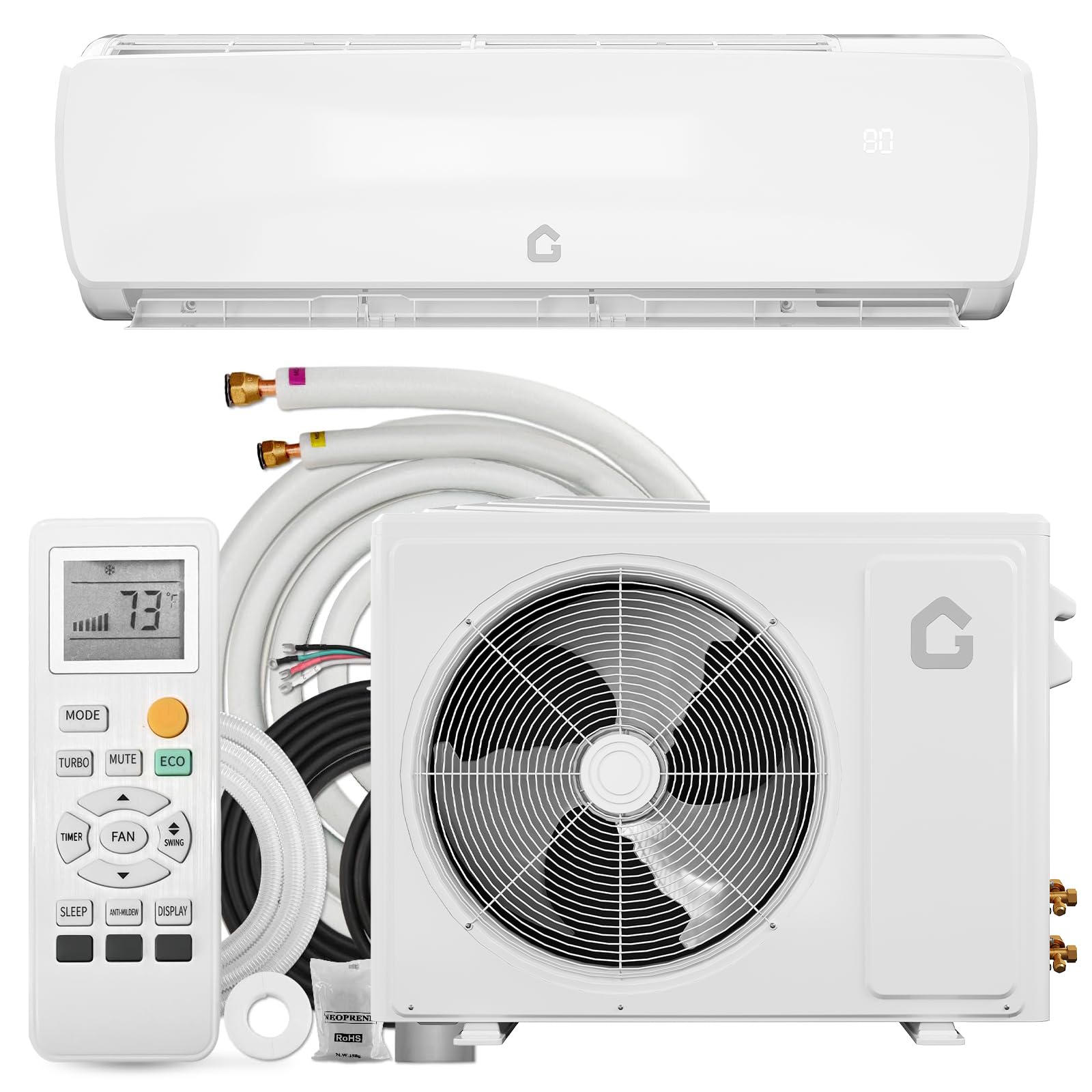 Garvee 12000 BTU Mini Split Air Conditioner Heat Pump System, 19 SEER2 Inverter Mini Split AC/Heating System, Ductless Wall Moun