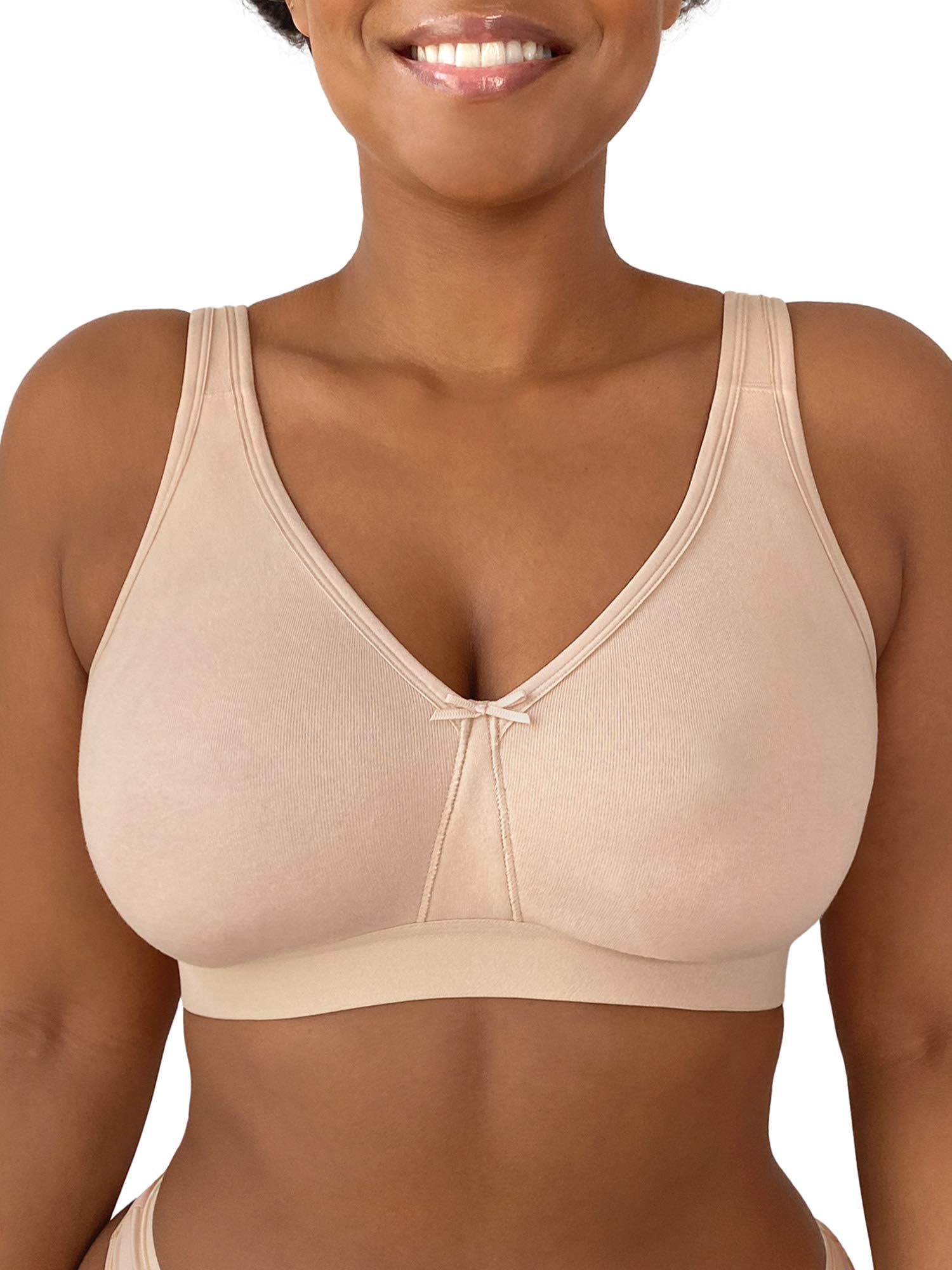 Fruit Of The Loom Womens Plus Size Wireless Cotton Full Coverage Bra, Sand, 40Dd Us