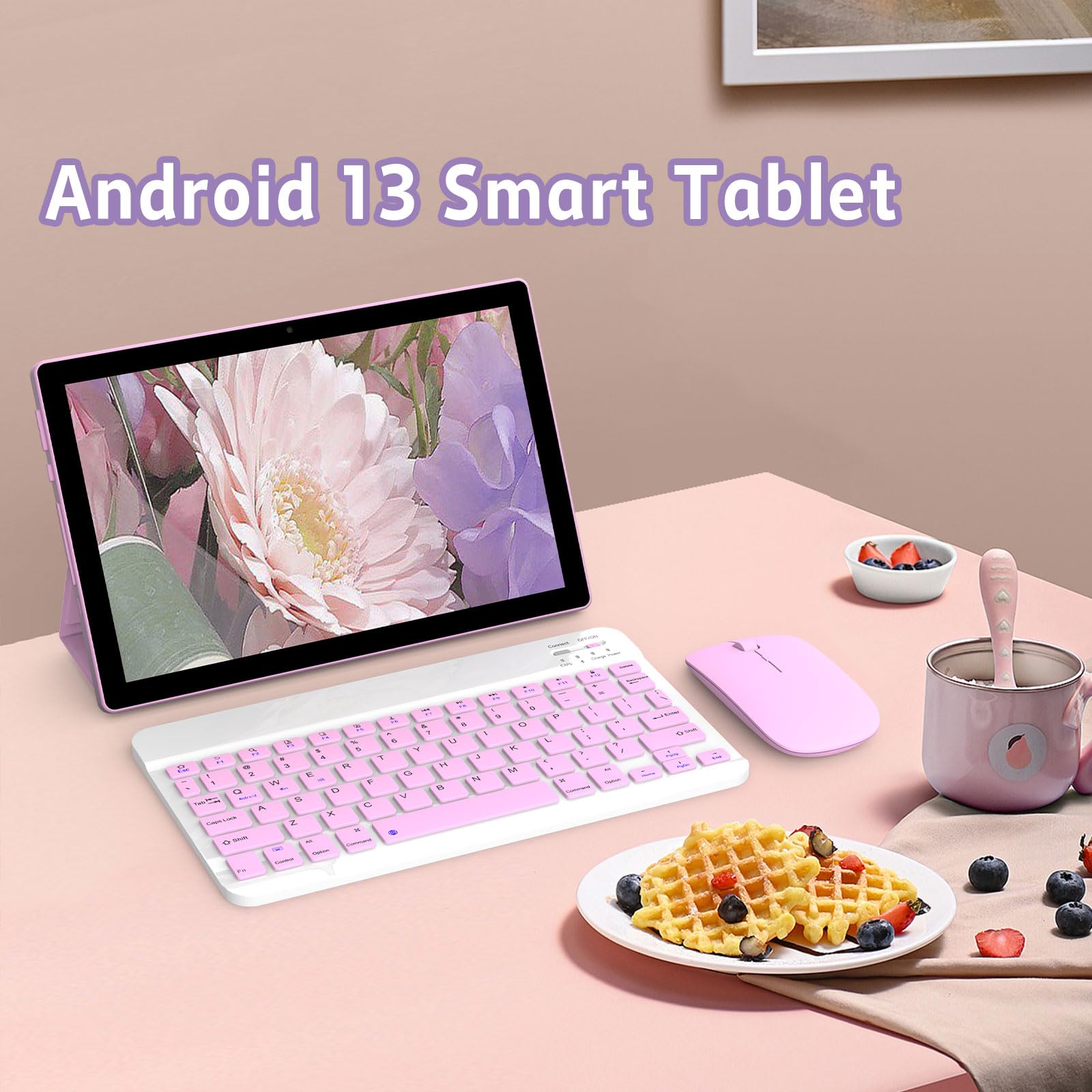 10 Inch Android 13 Tablet With Keyboard, 8Gb Ram 128Gb Rom, 1.8Ghz Quad Core Processor Tablet, 1280*800 Ips Touch Screen, 2.4G/5