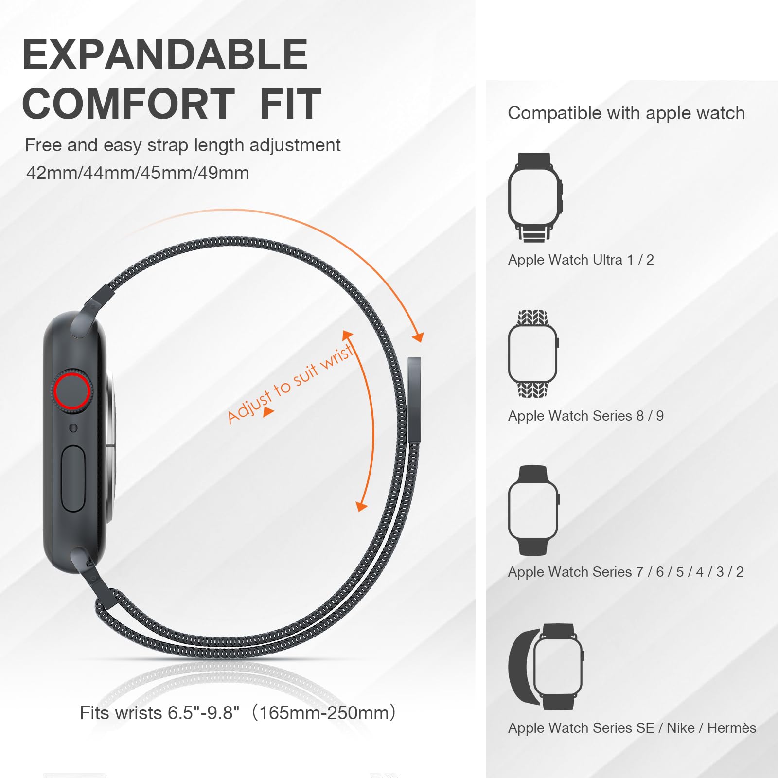 Stainless Steel Milanese Loop Compatible With Apple Watch Band 46Mm 42Mm 44Mm 45Mm 49Mm 38Mm 40Mm 41Mm Men And Women, Mesh Loop