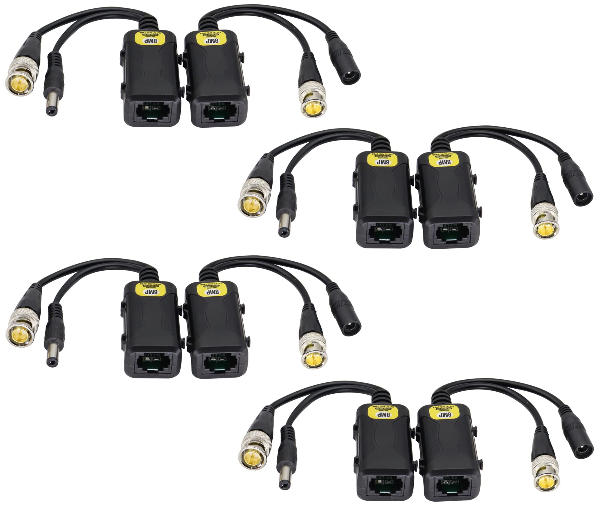 Zdycgtime Passive Hd Video Balun Bnc To Rj45 Network Transceiver Cat5/Cat6 Adapter Cable With Dc Power 720P   8Mp Cat6 To Bnc Ma