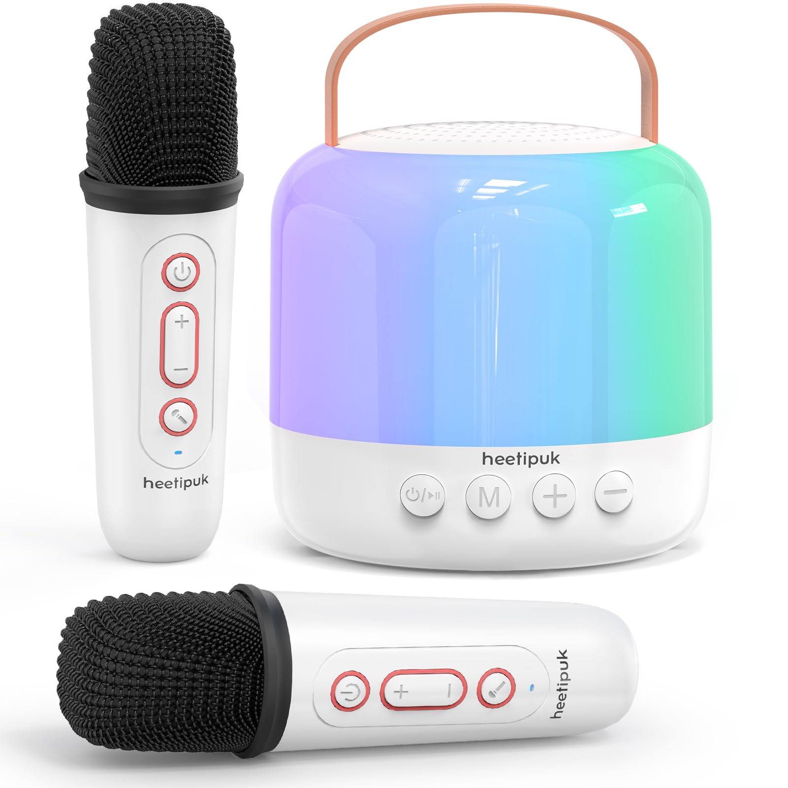 Mini Karaoke Machine For Kids Adults,Portable Bluetooth Speaker With 2 Wireless Microphones Toys Gifts For Girls 4 12 Years Old,