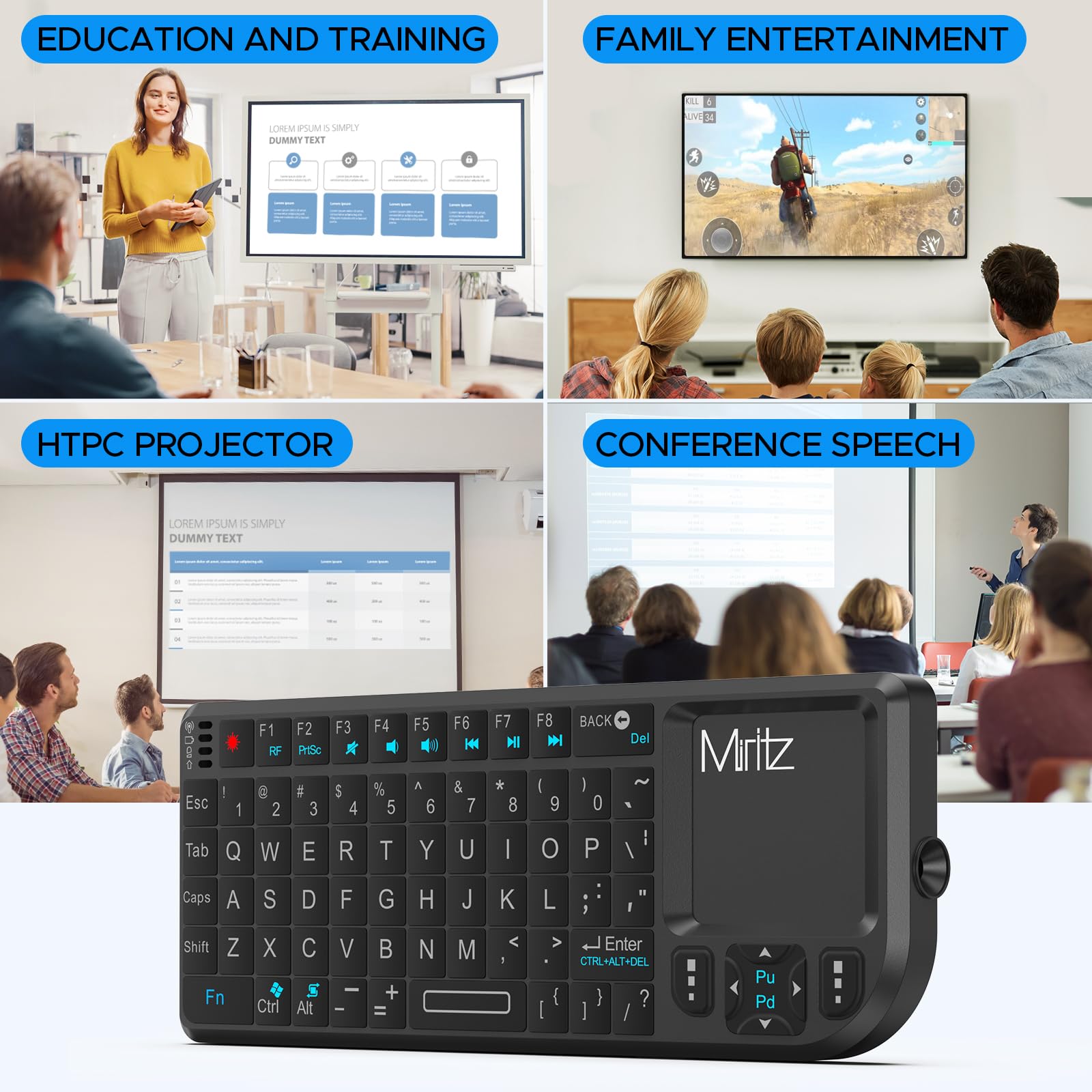 Miritz 2.4G Wireless Touchpad Keyboard And Mouse Mini Remote Control With Laser Pointer,For Windows/Android/Google/Smart Tv/Htpc