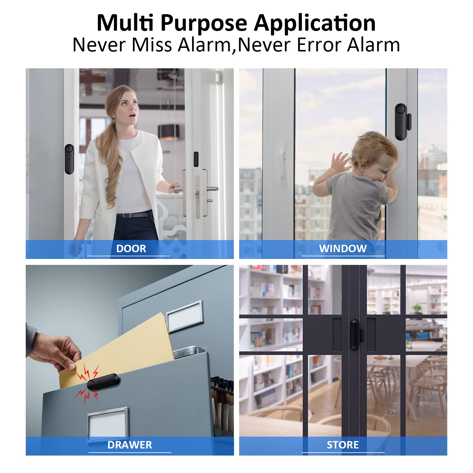 Door Alarm When Opened (2 Pack), 120Db Door And Window Open Sensor For Home Security/Kid Safety/Pool Safety, Sliding Front Door