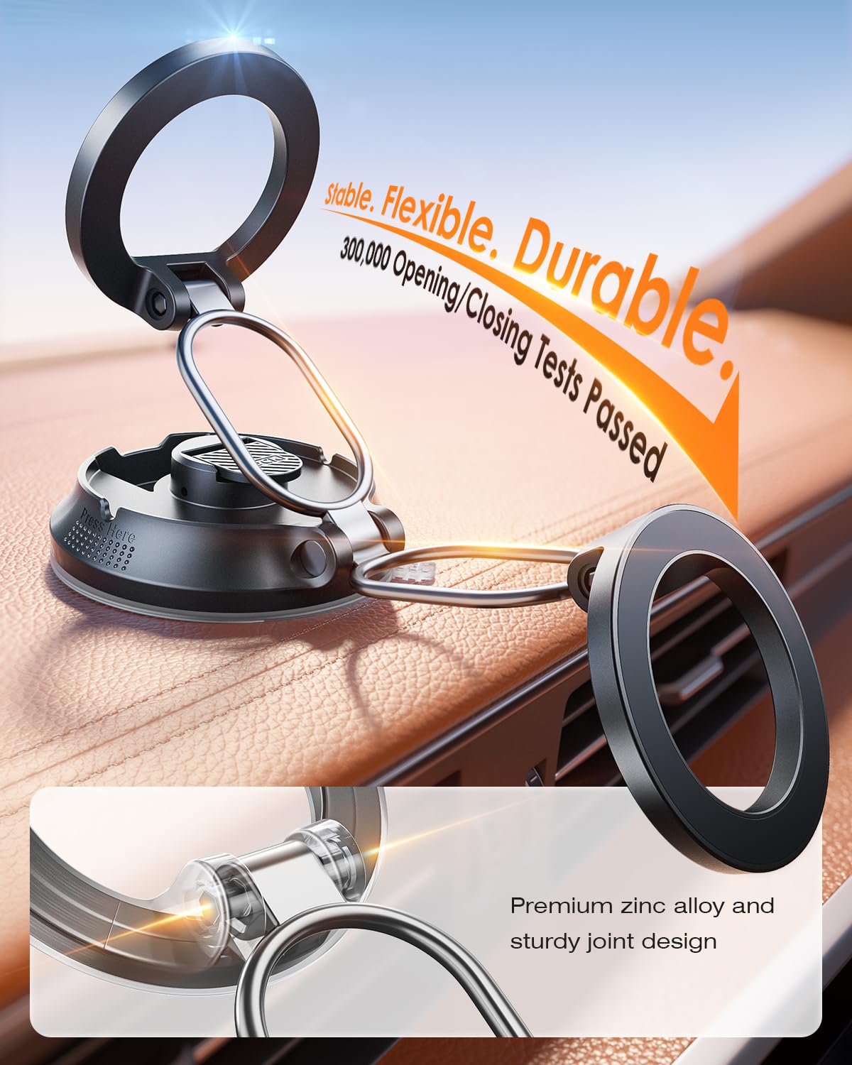 ?2025 Newest?Superone For Magsafe Car Mount Suction Cup,?80% Less Spcae, Strongest Suction?Magnetic Phone Holder For Car, Vacuum