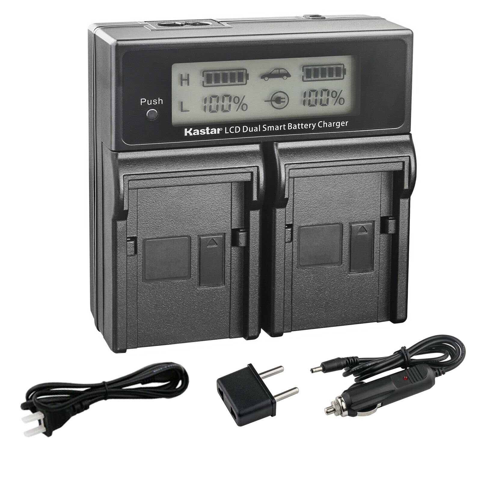 Kastar AC LCD Dual Fast Charger, Compatible with JVC BN-VC264G, BN-VC296G, AA-VC20, AA-VC20E, AA-VC20U Batteries, JVC GY-HC500 S