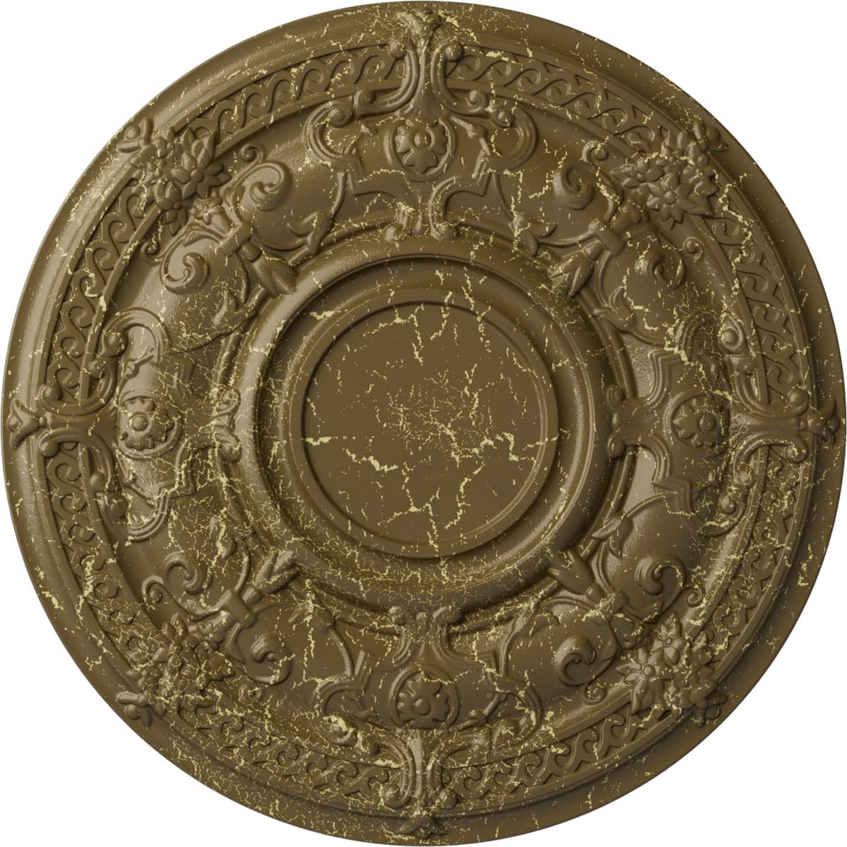 Ekena Millwork Cm33Dammc Dauphine Ceiling Medallion, 33 7/8''Od X 1 3/8''P (Fits Canopies Up To 13 1/4''), Hand Painted Mississi