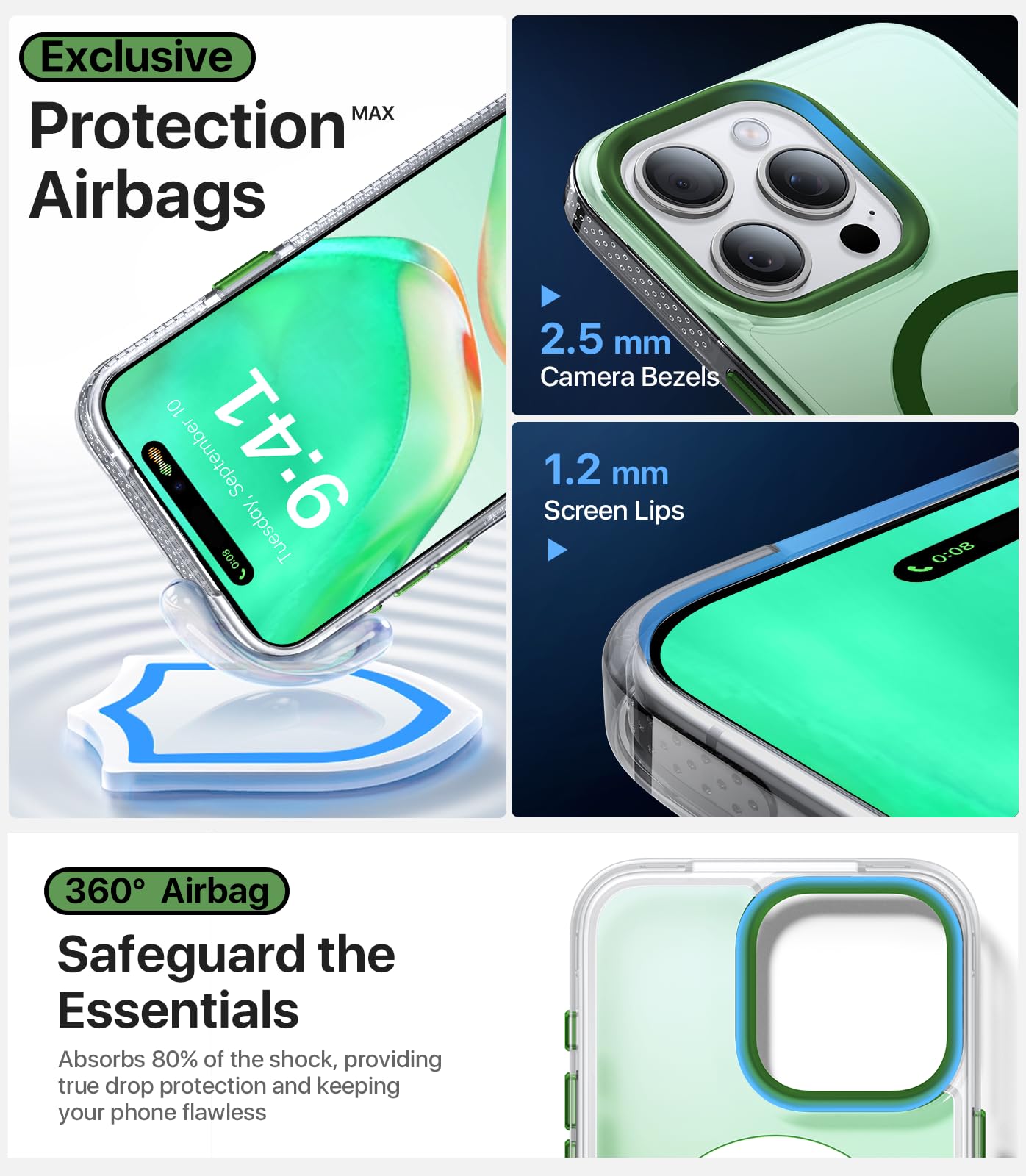 Aulofe Strong Magnetic For Iphone 15 Pro Max Case, [Compatible With Magsafe] [Military Grade Drop Tested] Shockproof Protective