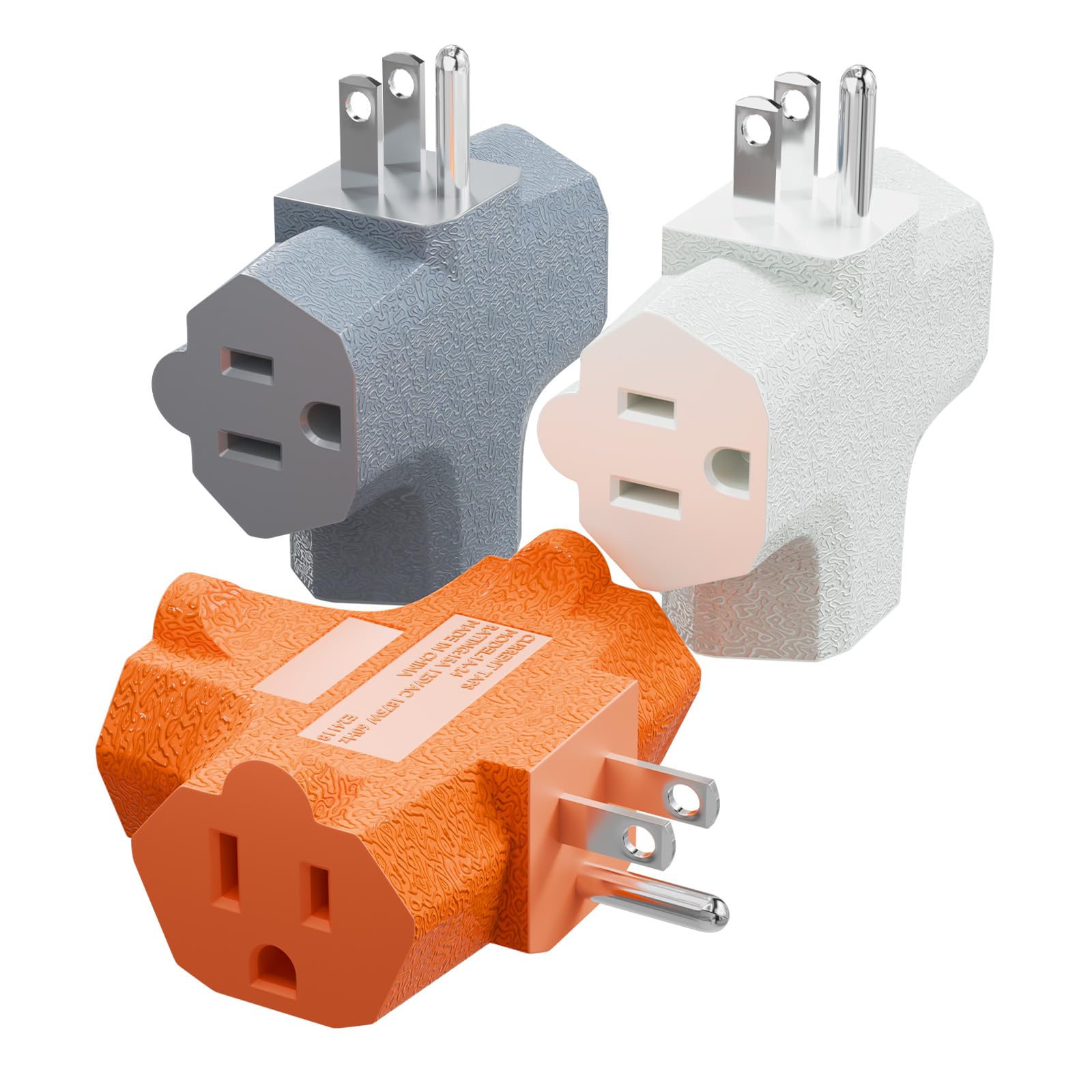 K Kasonic   3 Outlet Grounding Adapter, [Ul Listed] Plug Extender, Heavy Duty Grounded Power Tap   3 Pack (Multi Color)