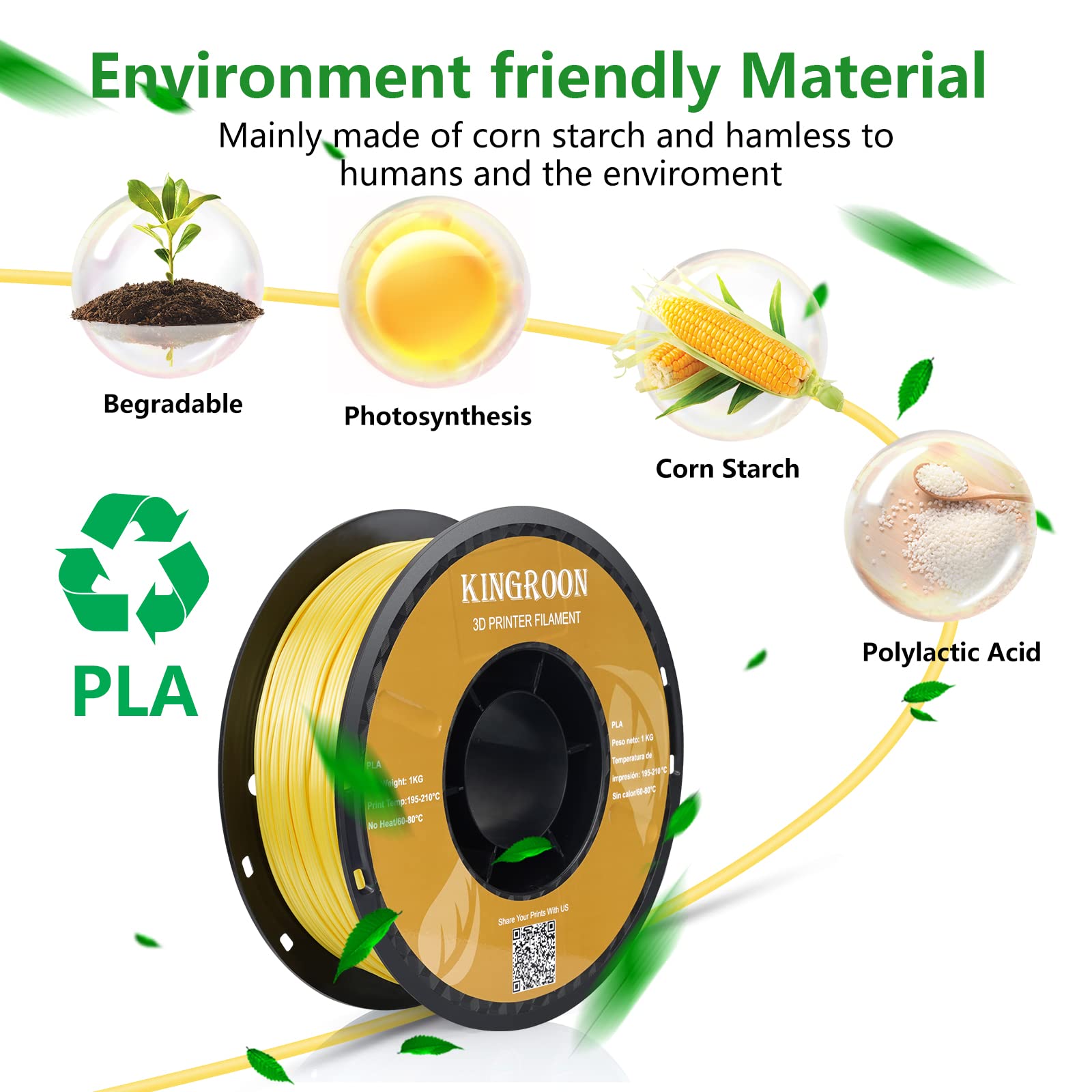 Silk Pla 3D Printer Filament, Dimensional Accuracy +/  0.03 Mm, 1 Kg Spool(2.2Lbs), Pla Shiny Filament 1.75 Mm (Yellow)