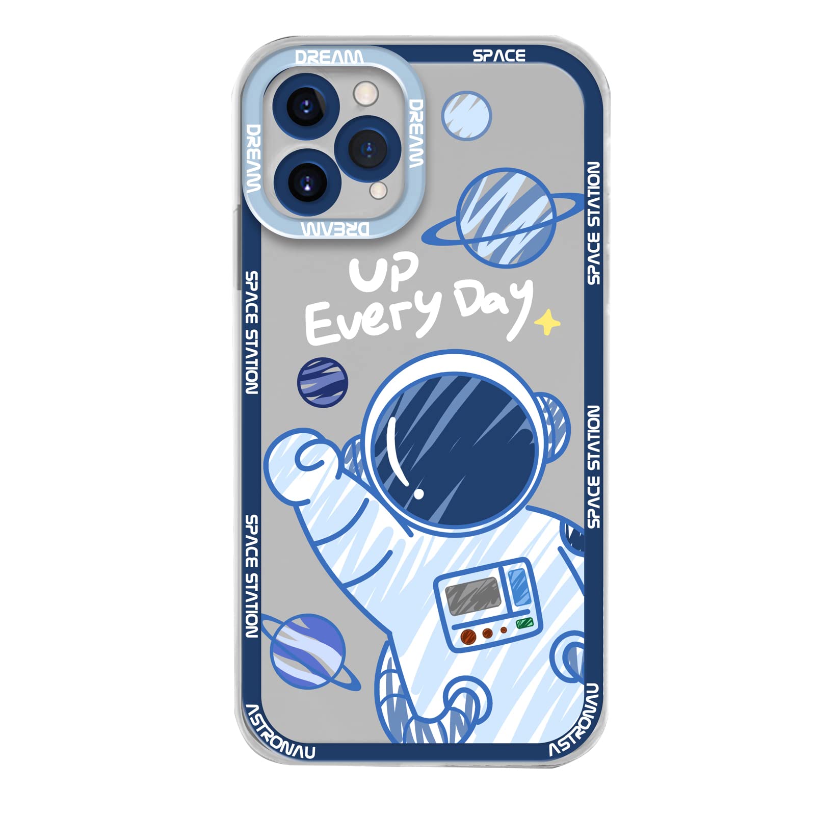 Yonds Queen For Iphone 11 Pro Cute Clear Case, Cool Cartoon Astronaut Space Planet Moon Design Stylish Soft Tpu Bumper Shockproo