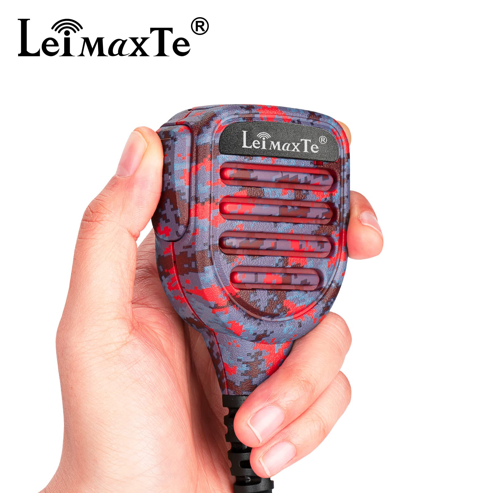 Leimaxte Two Way Radio Speaker Microphone Compatible With Baofeng Uv 5R Bf 888S Retevis Kenwood Puxing Wouxun 2 Pin Walkie Talkie With Ptt And 3.5Mm Jack, Camouflage Purple
