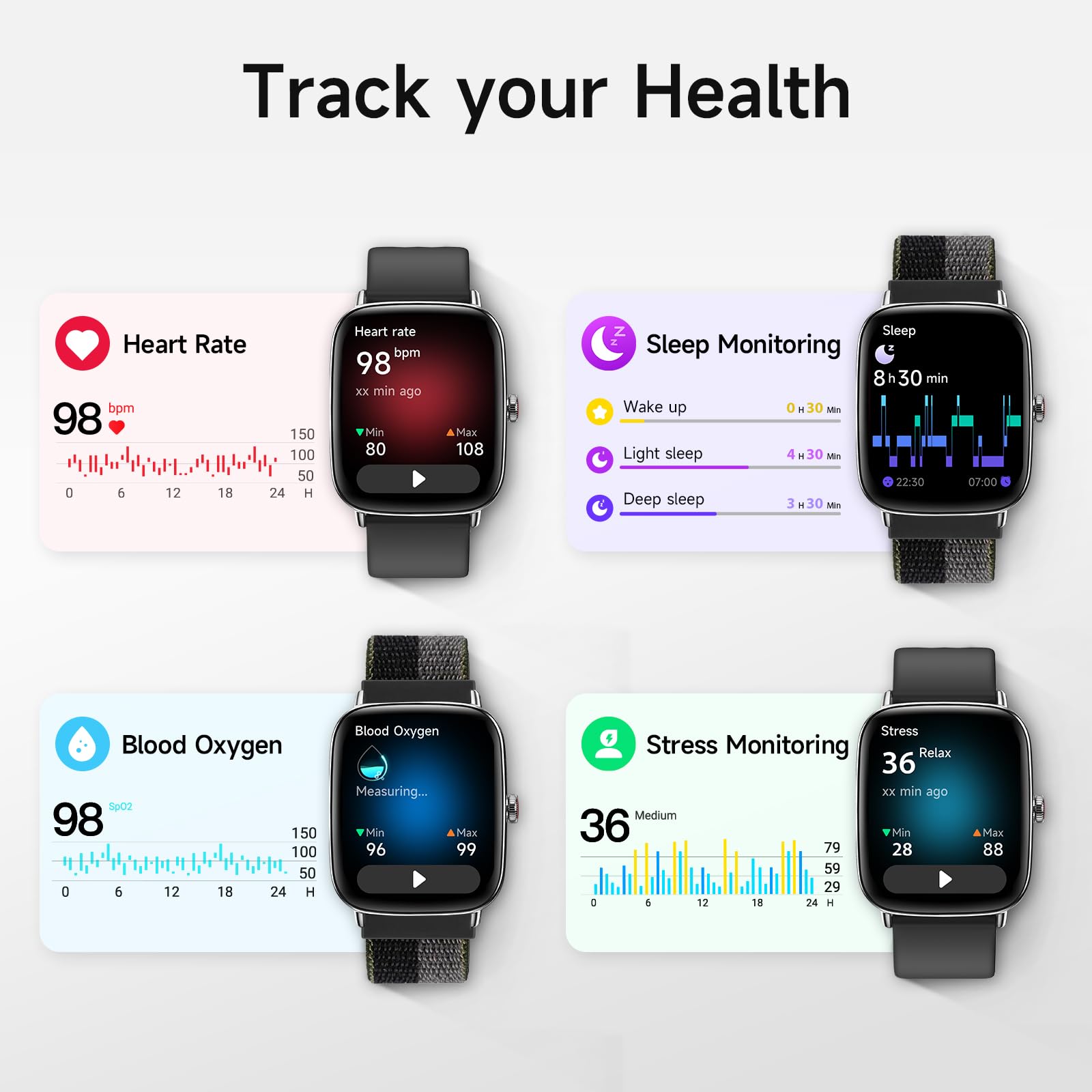 Smart Watch, 1.85 '' Hd Smartwatch For Men Women (Answer/Make Calls), 100+ Sport Fitness Watch With Heart Rate/Sleep/Spo2 Monito