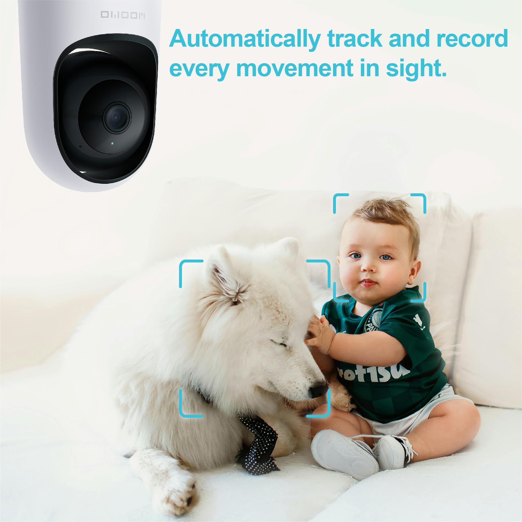 Woomo Indoor Security Camera,Pan/Tile Smart Pet Camera,Baby Monitor,Sound/Motion Detection,Night Vision,Us Cloud&Sd Card Storage