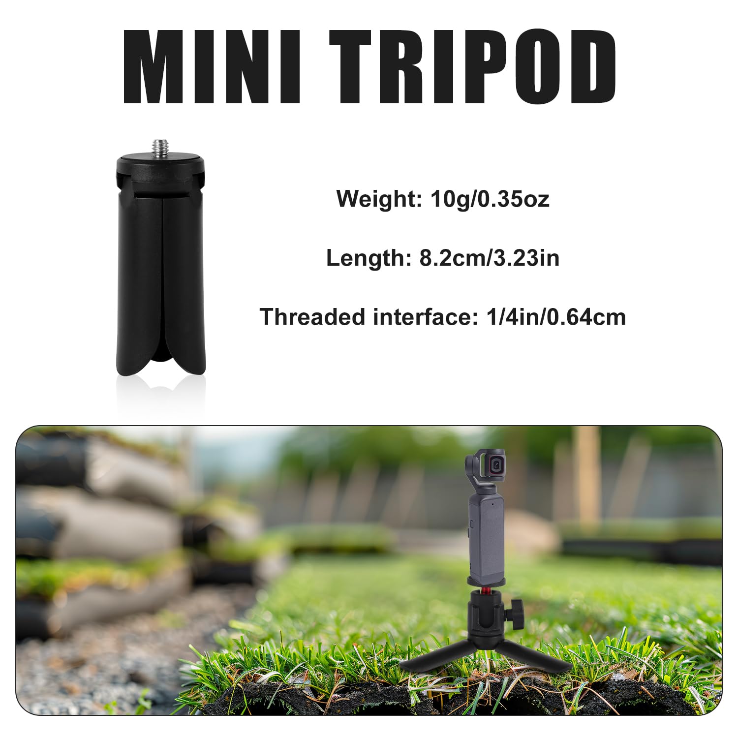 Mini Tripod For Dji Osmo Pocket 3 & 2, Portable Stand Black Mount Compatible With Osmo Pocket 3 & 2