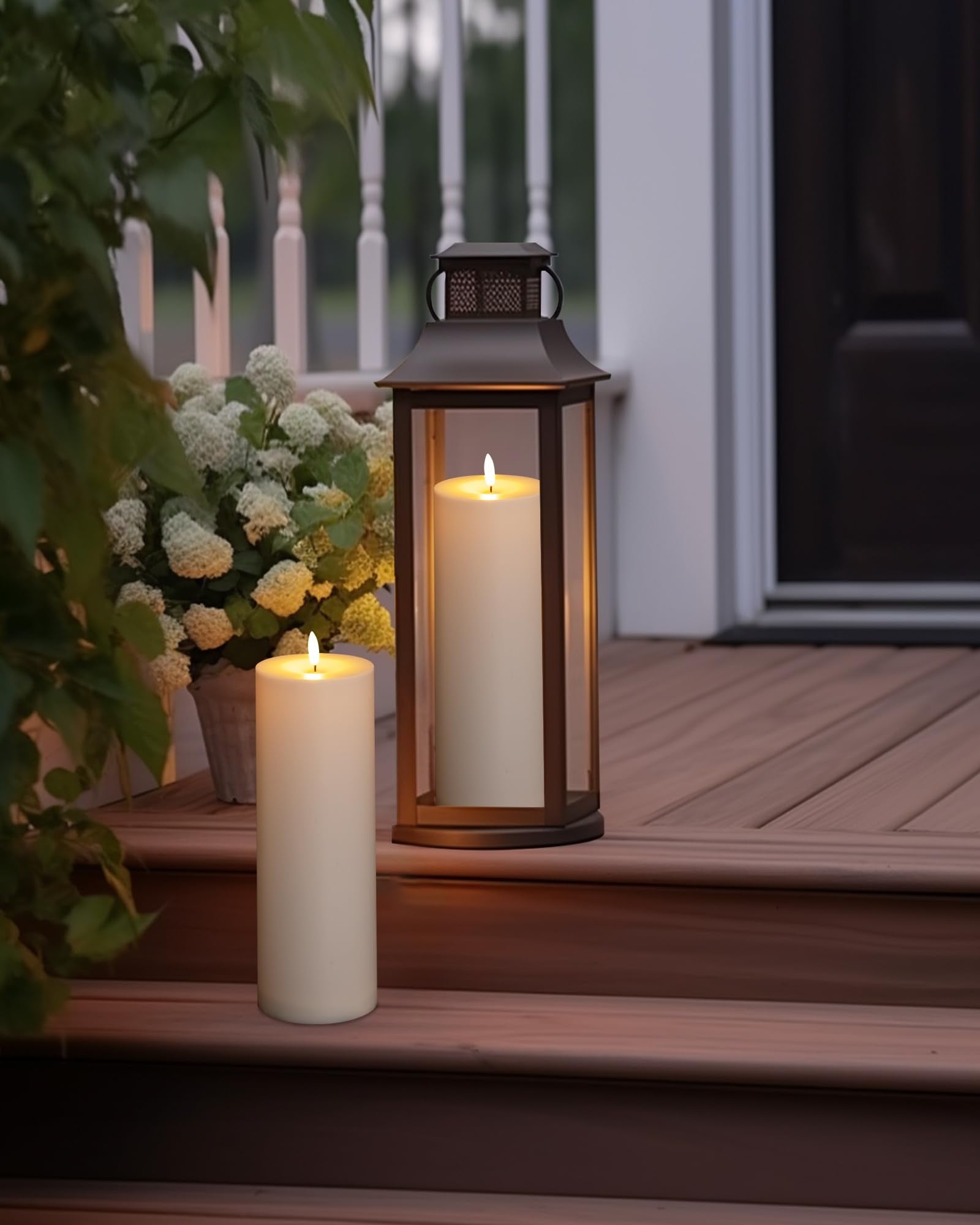 5Plots 4'' X 10'' Waterproof Outdoor Flameless Candles Battery Operated Led Large Pillar Candles With Remote And Timer For Indoo