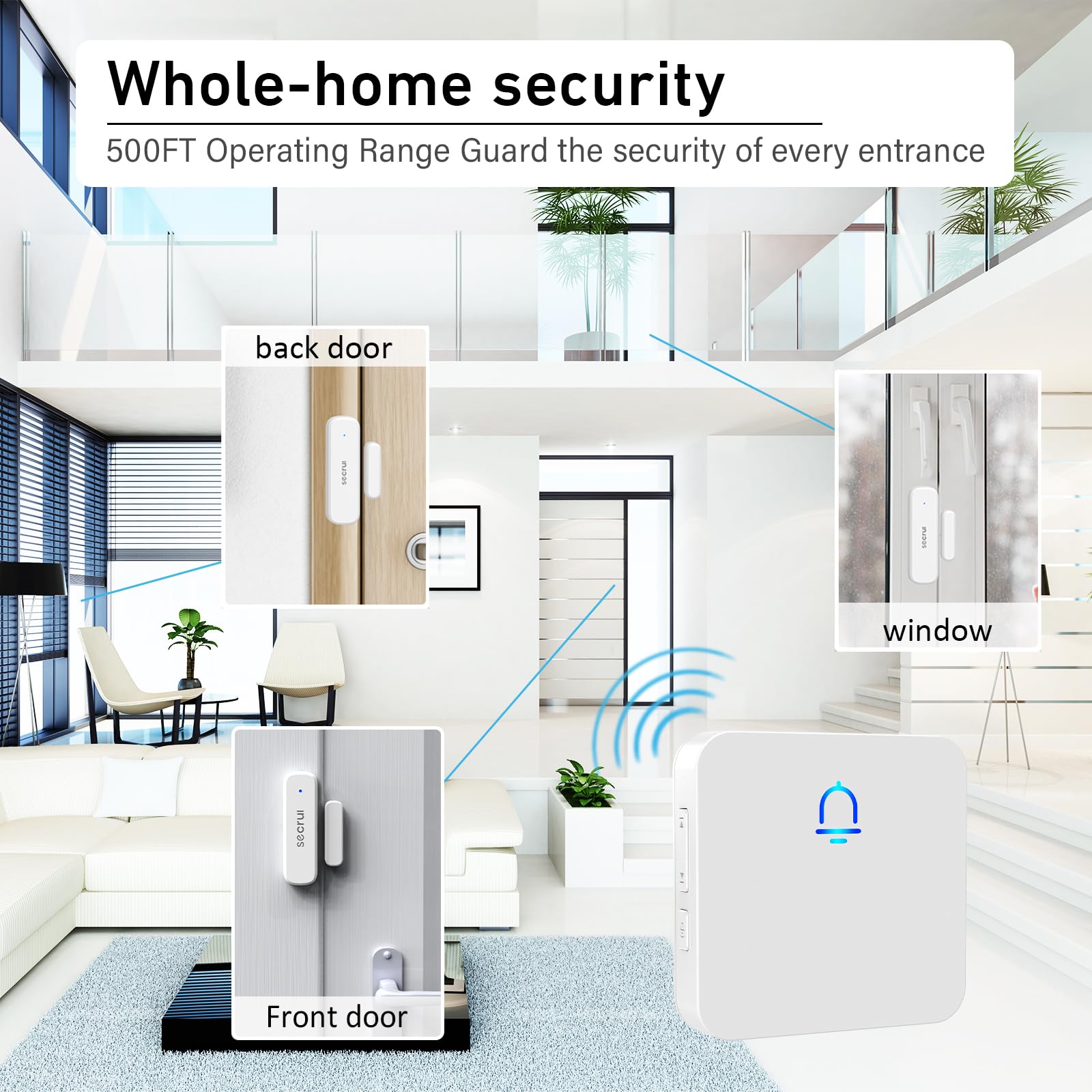 Door Chime, Wireless Door Chimes When Door Open Entry For Business/Home/Office/Store (500Ft Range 32 Chimes Adjustable Volume) D