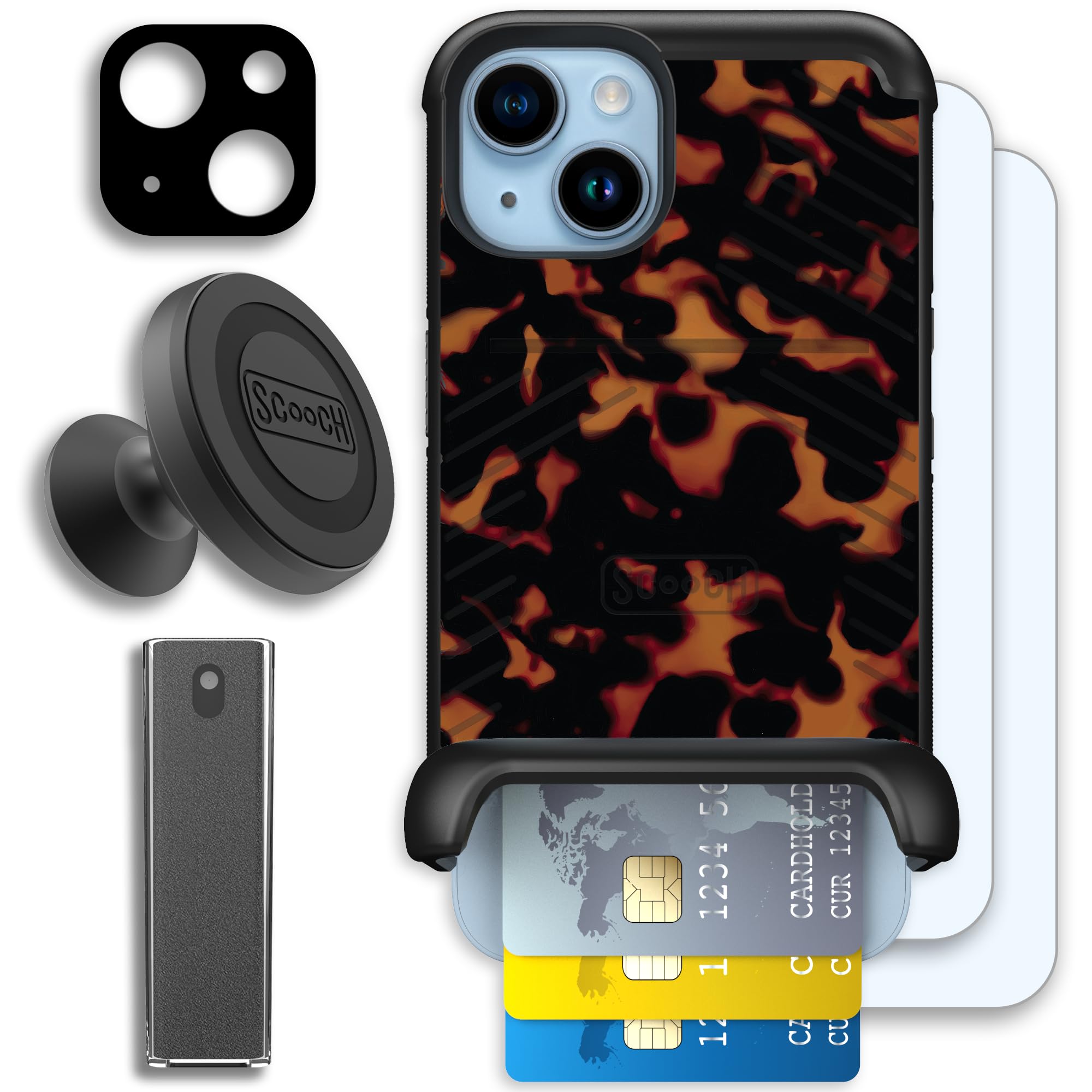 Scooch Wingmate for iPhone 14 [Defender Bundle] with 2 Tempered Glass Screen Protectors, Camera Lens Protector, Wingmount, Tech 