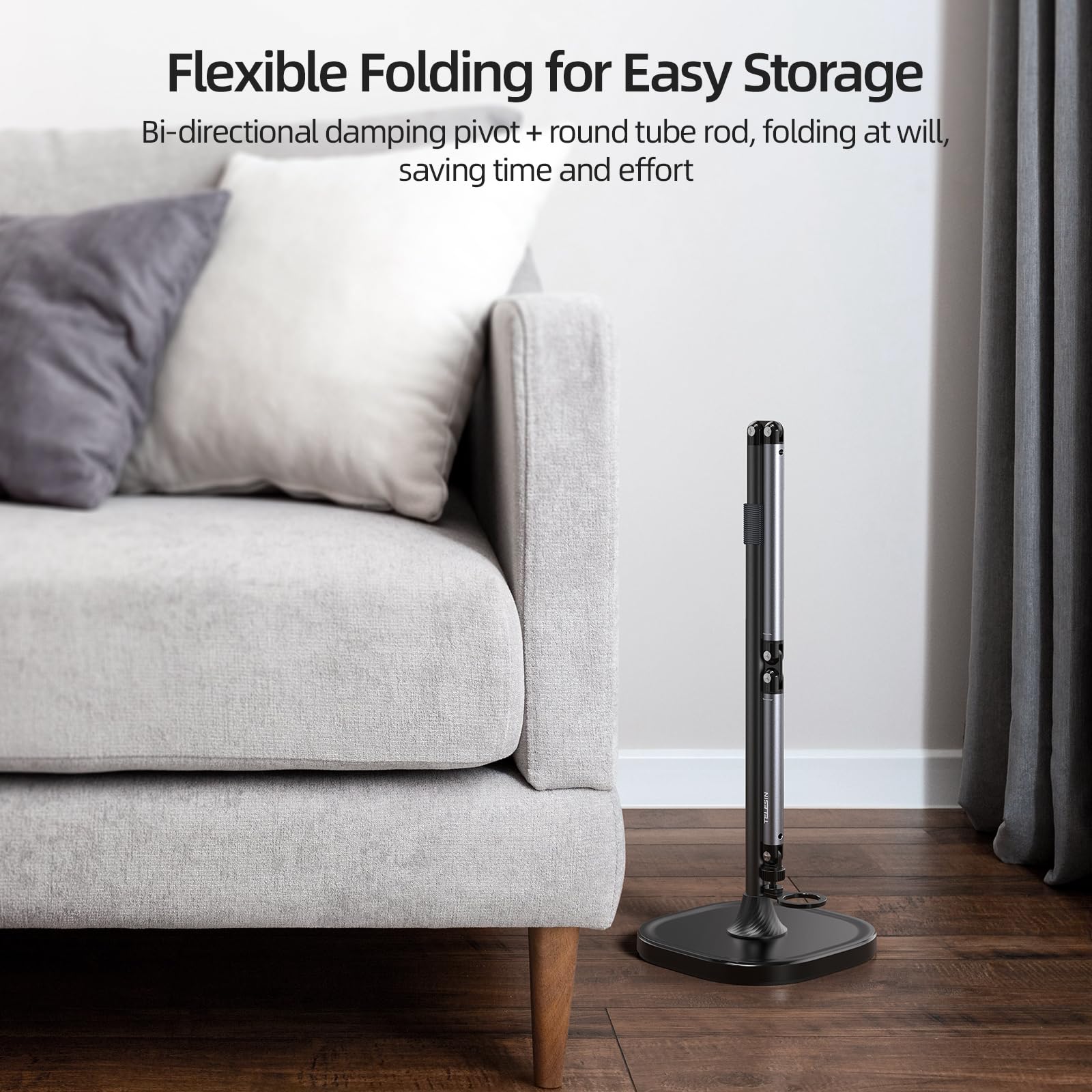 Telesin Magnetic Phone Tablet Floor Stand, Aluminum Alloy Phone Holder Stand For Video Recording, Overhead Bed/Sofa Phone Mount