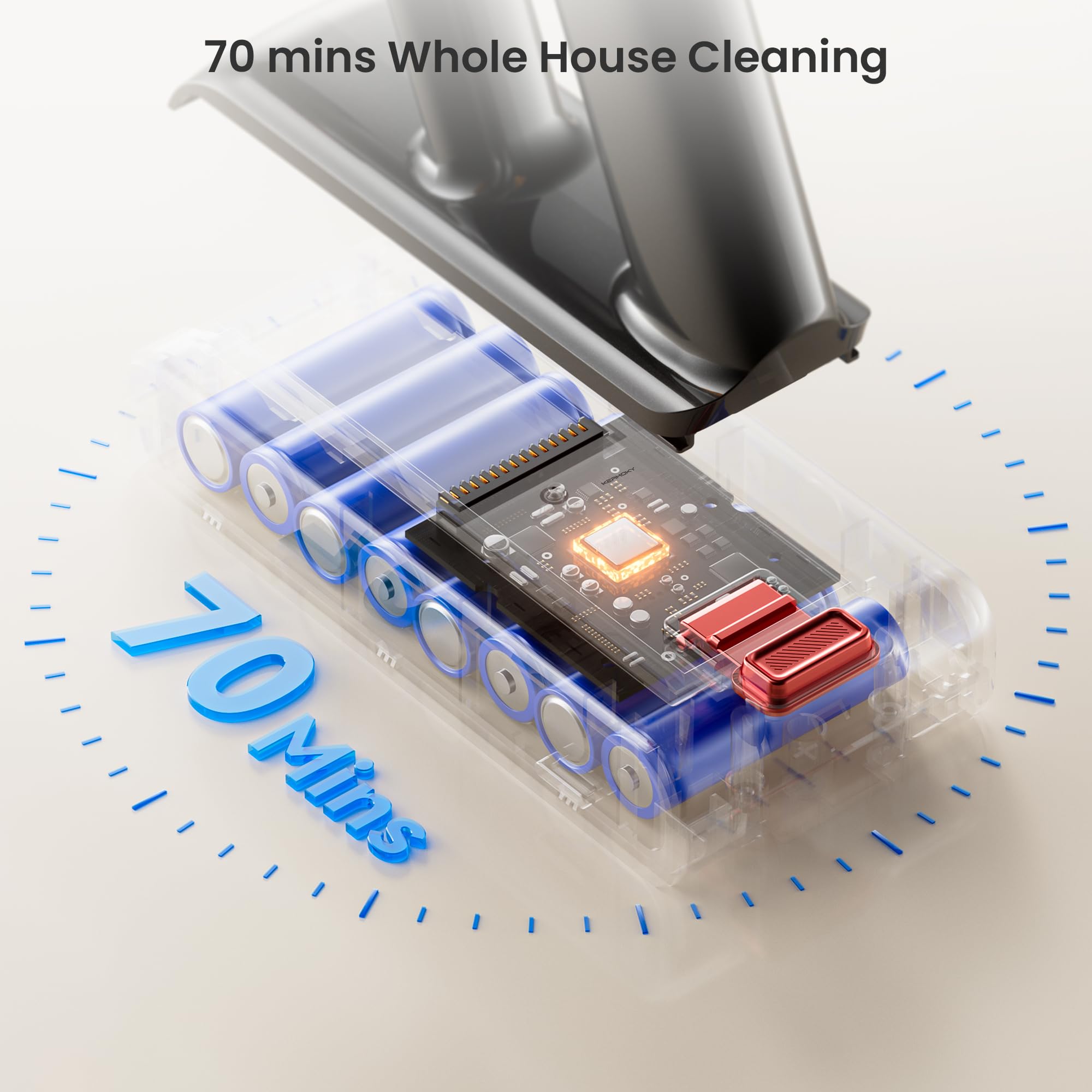 Cordless Vacuum Cleaner, 600W 50Kpa 70Mins Vacuum Cleaners For Home, Self-Standing Stick Vacuum With Aromatherapy, Anti-Tangle B