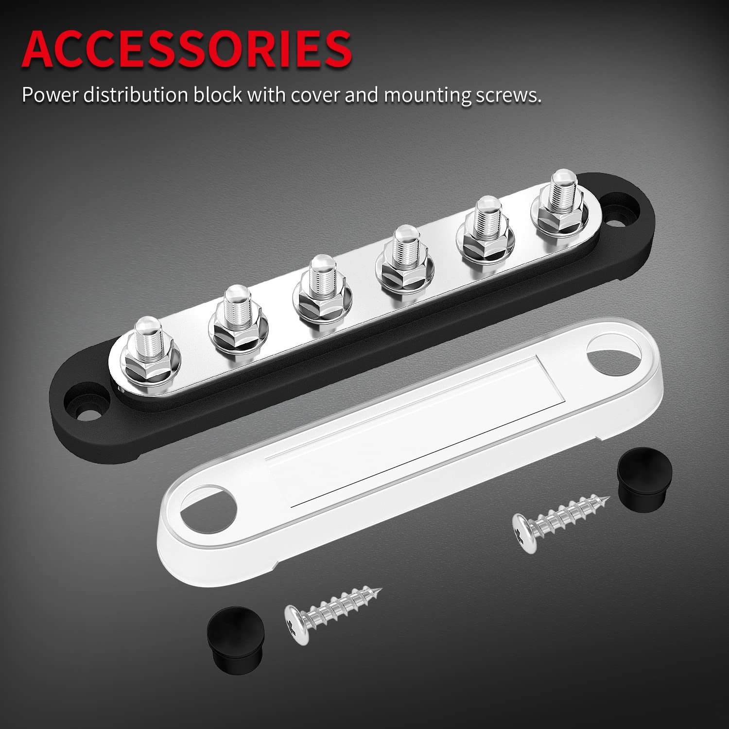 Daiertek Marine Bus Bar 12V 6 X 1/4'' (M6) Terminal Studs 12 Volt Bus Bar Power Distribution Block With Cover Max 300V Ac 48V Dc