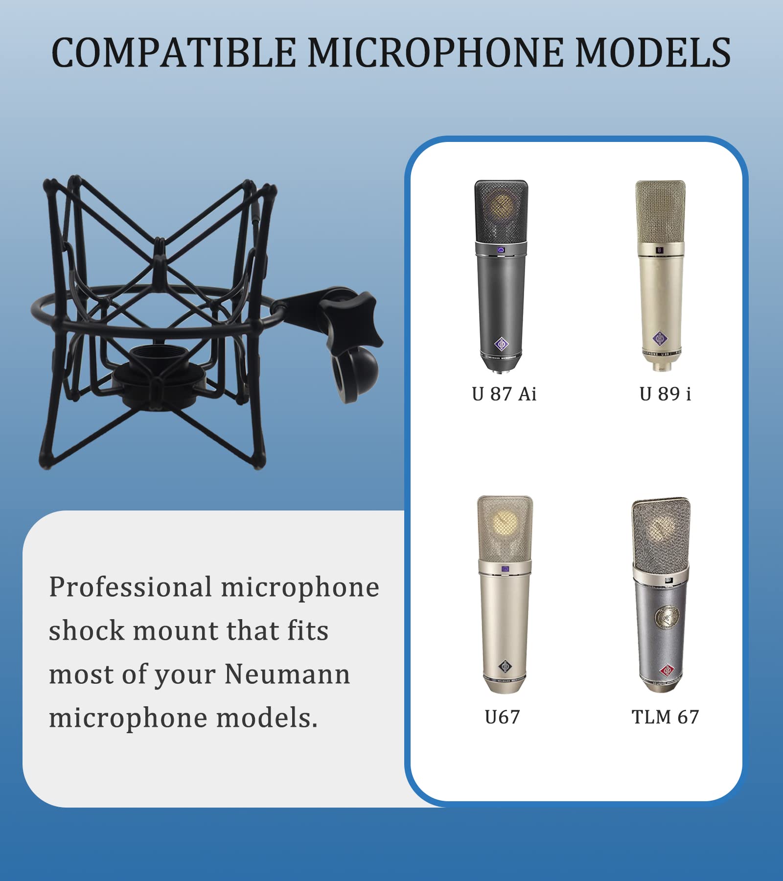 Suuntok Microphone Shock Mount Anti Vibration Mic Holder Spider Recording Mic Shockmount Stand Compatible With Neumann U87 Ai, U
