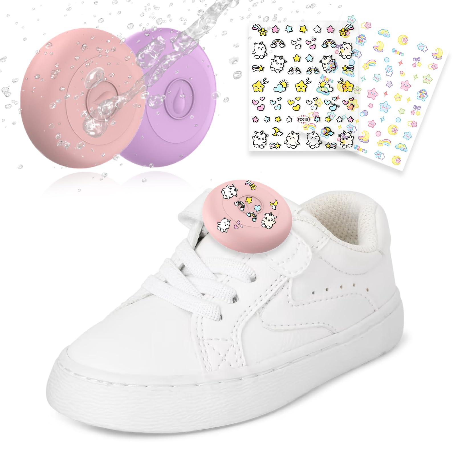 2 Pack Waterproof Airtag Holder For Kids Shoe, Kids Airtag Holder With Stickers, Airtag Kids Hidden For Apple Air Tag, Ip68 Airt