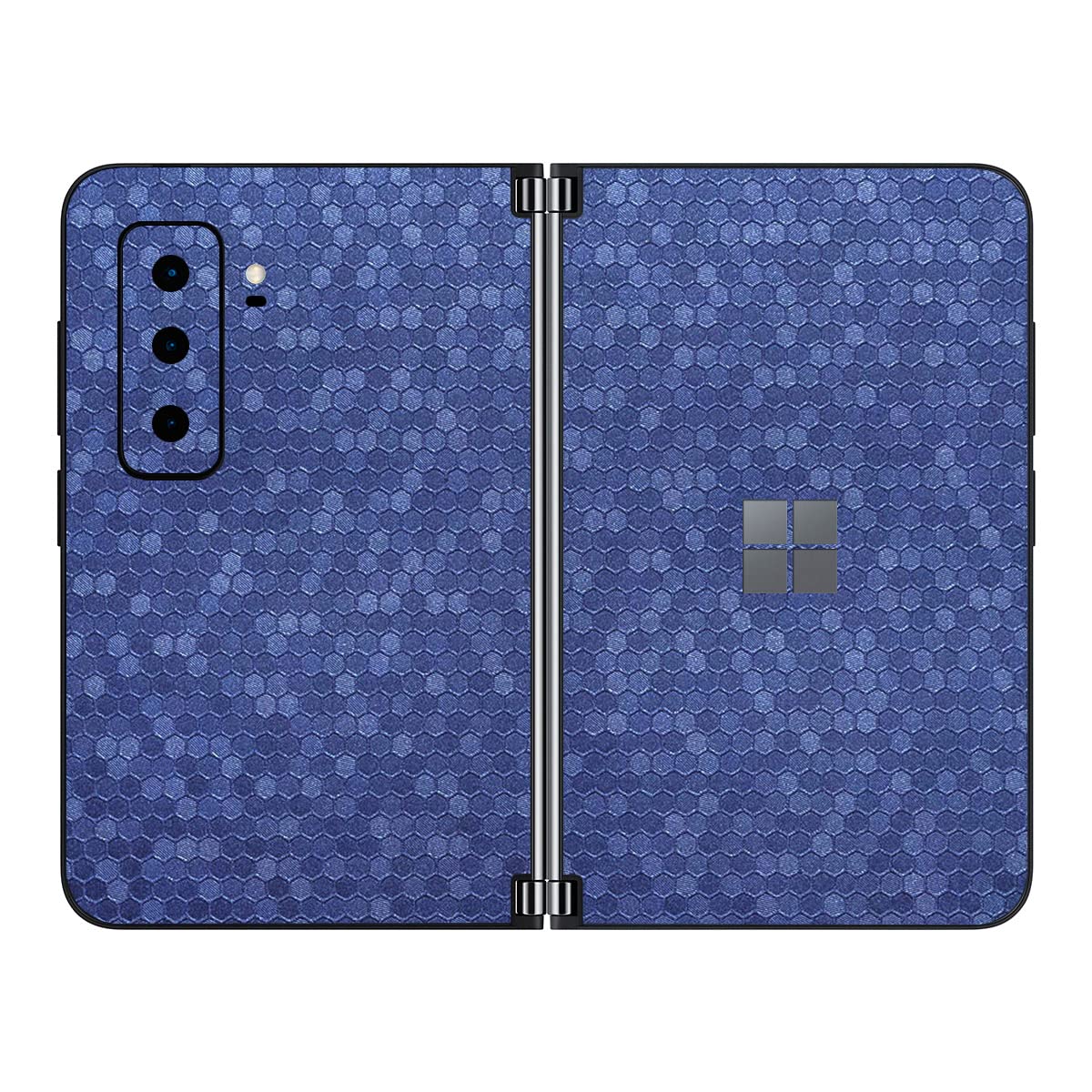 SopiGuard Sticker Skin for 2021 Microsoft Surface Duo 2 2nd Gen Edge-to-Edge Front and Rear Panels Vinyl Decal (Honeycomb Blue)