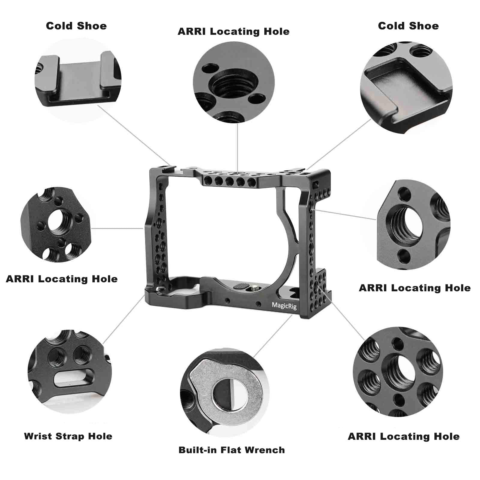 Magicrig Camera Cage With Top Handle Grip For Sony A7Riii /A7Iii /A7M3 Camera To Quick Release Extension Kit