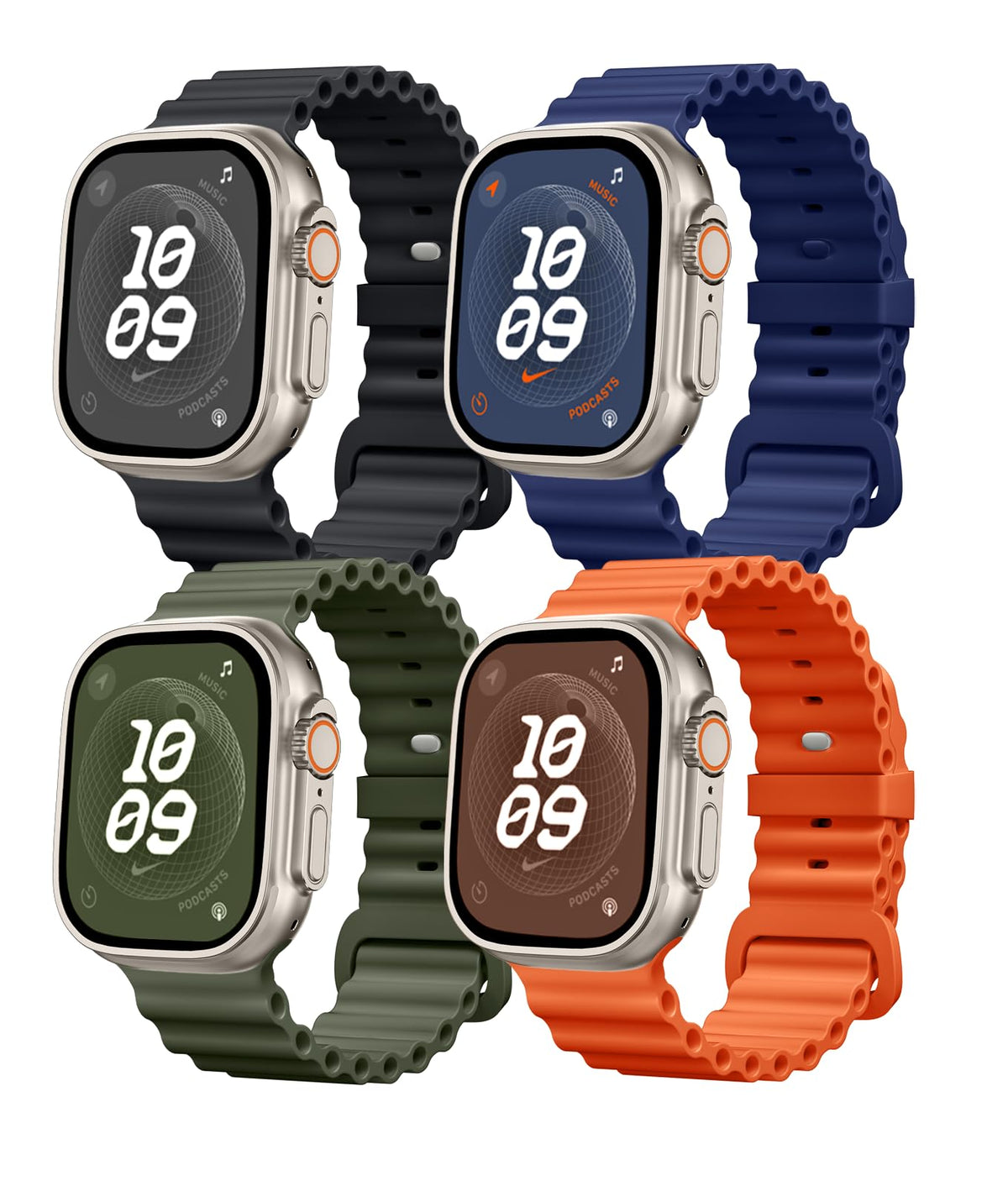 Witzon Ocean Bands Compatible With Apple Watch Band 49Mm 46Mm 45Mm 44Mm 42Mm Men Women, Soft Silicone Strap Sport Rugged Smart W