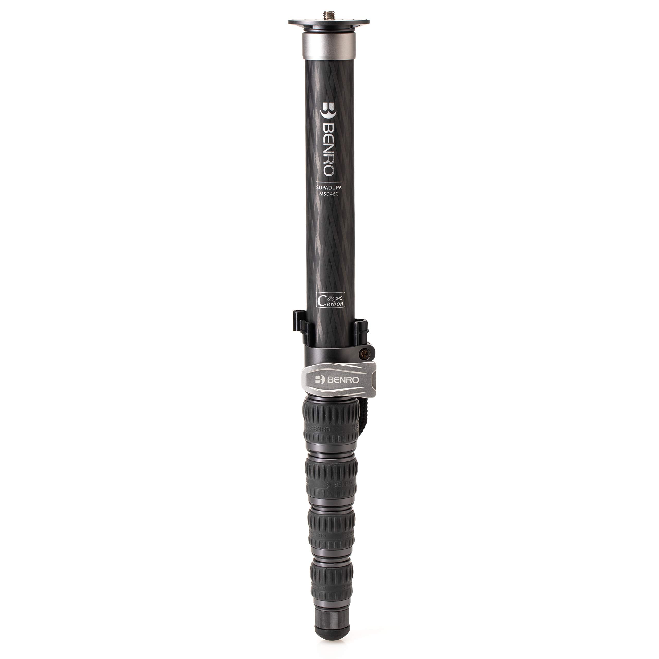 Benro Carbon Fiber Monopod - 6-Section Lightweight Travel Monopod with Twist Locks, Folding Base, Quick Height Adjustment, and H