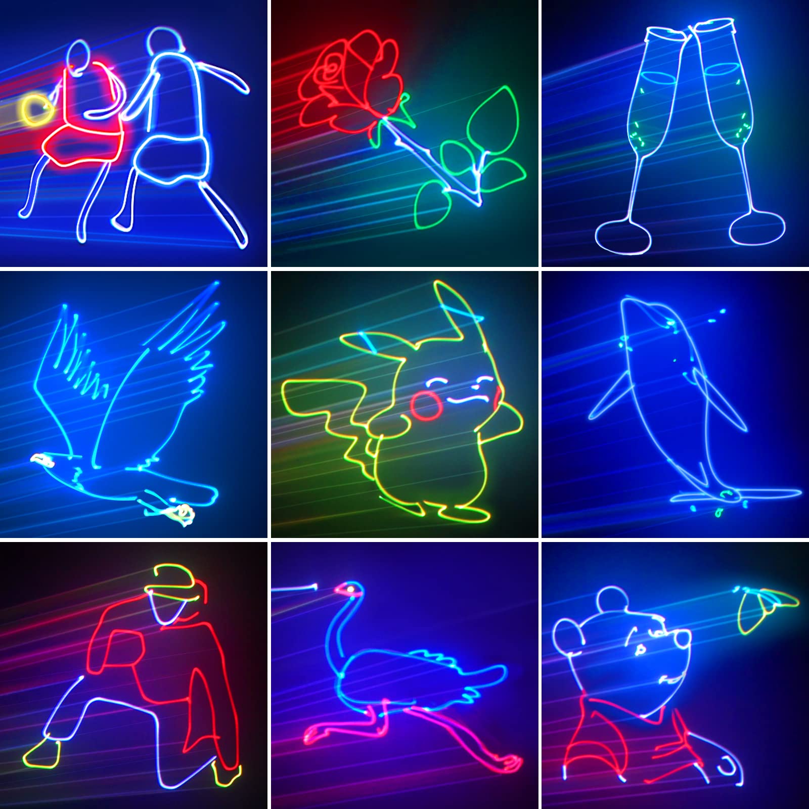 Keobin Dj Laser Lights For Party, Professional 3D Animation Rgb Laser Show Projector, Dmx512 Music Sound Activated Stage Light W