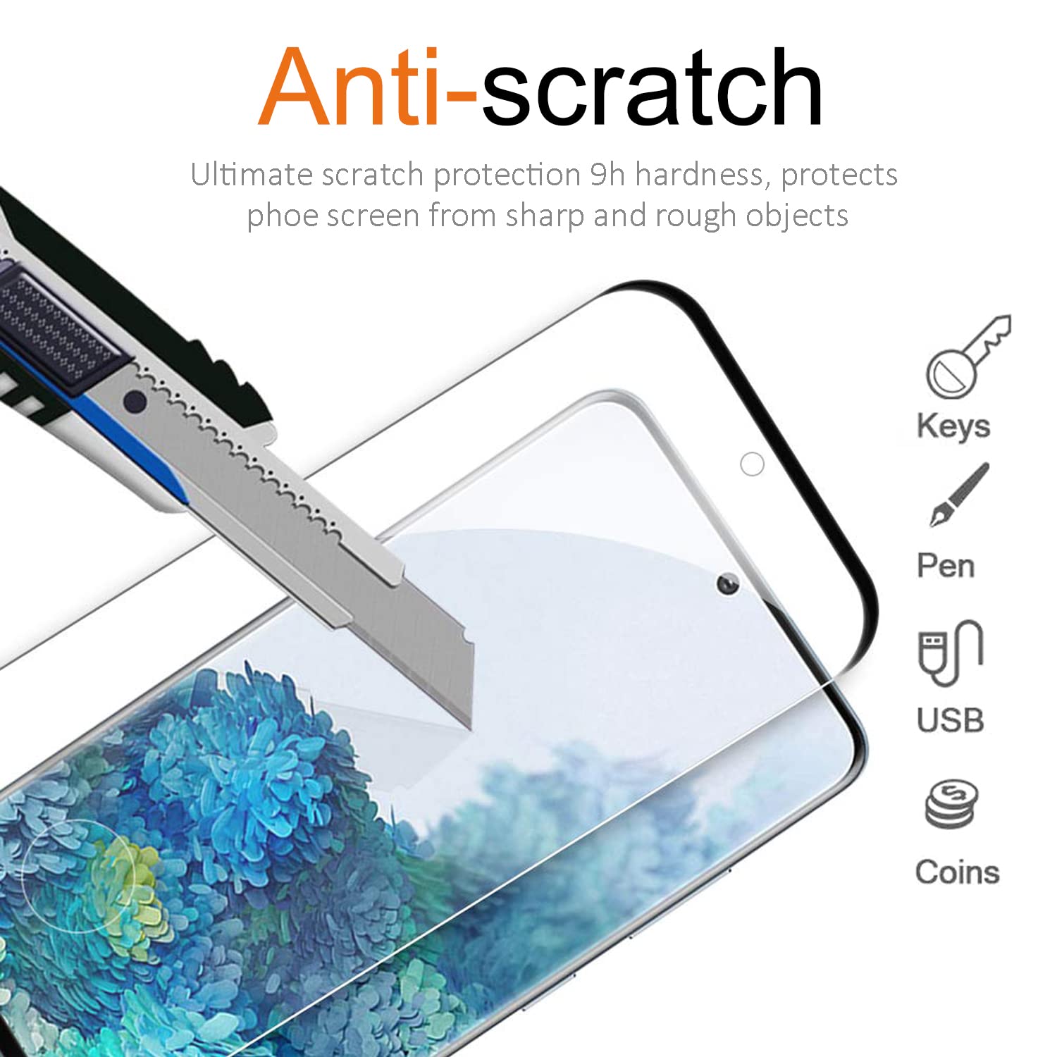 Samsung Galaxy S20 Tempered Glass Screen Protector With Camera Lens Protector [3D Curved Cover] [Fingerprint Compatible] Clear F