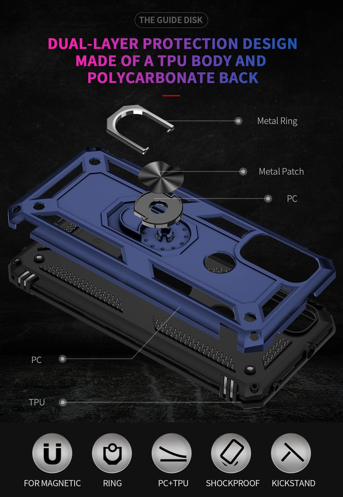 Sktgslamy For Moto G Pure Phone Case,Moto G Power 2022 Case,With Hd Screen Protector, [Military Grade] 16Ft. Drop Tested Cover W