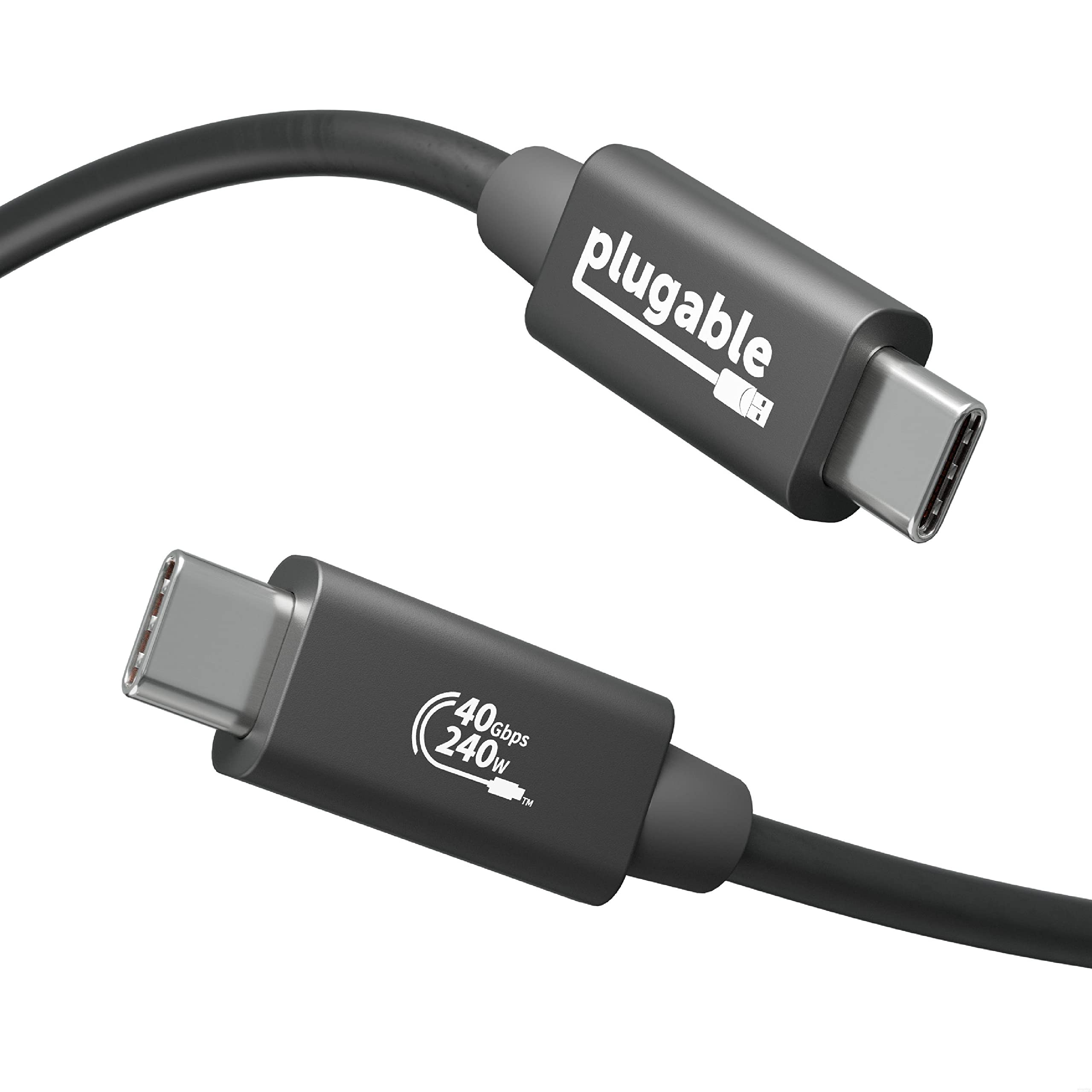 Plugable USB4 Cable with 240W Charging, 3.3 Feet (1M), USB-IF Certified, 1x 8K Display, 40 Gbps, Compatible with USB 4, Thunderb