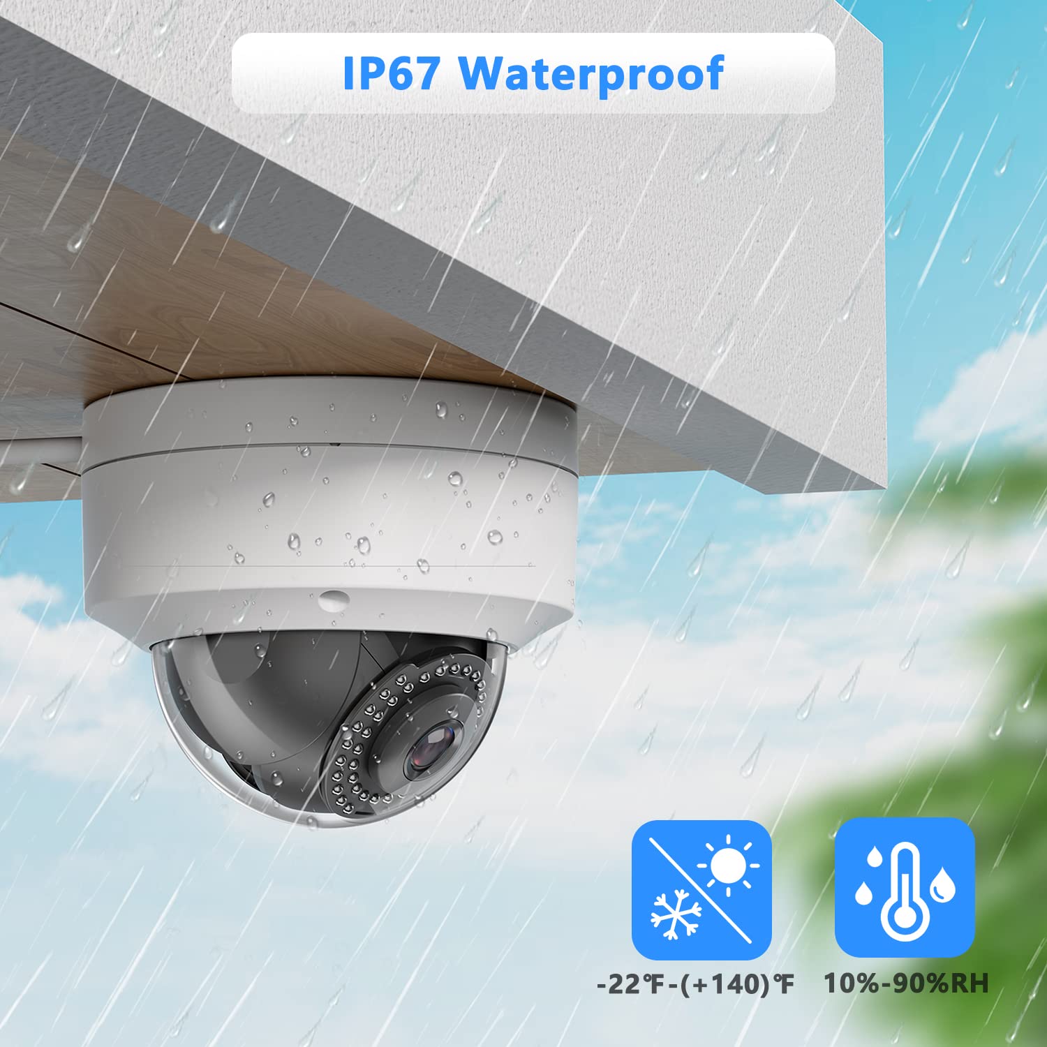 6Mp Poe Ip Vandal Dome Security Camera Outdoor, 2.8Mm Wide Angle, H.265, Ip67 Ik10, Built In Microphone Audio, Human Vehicle Det