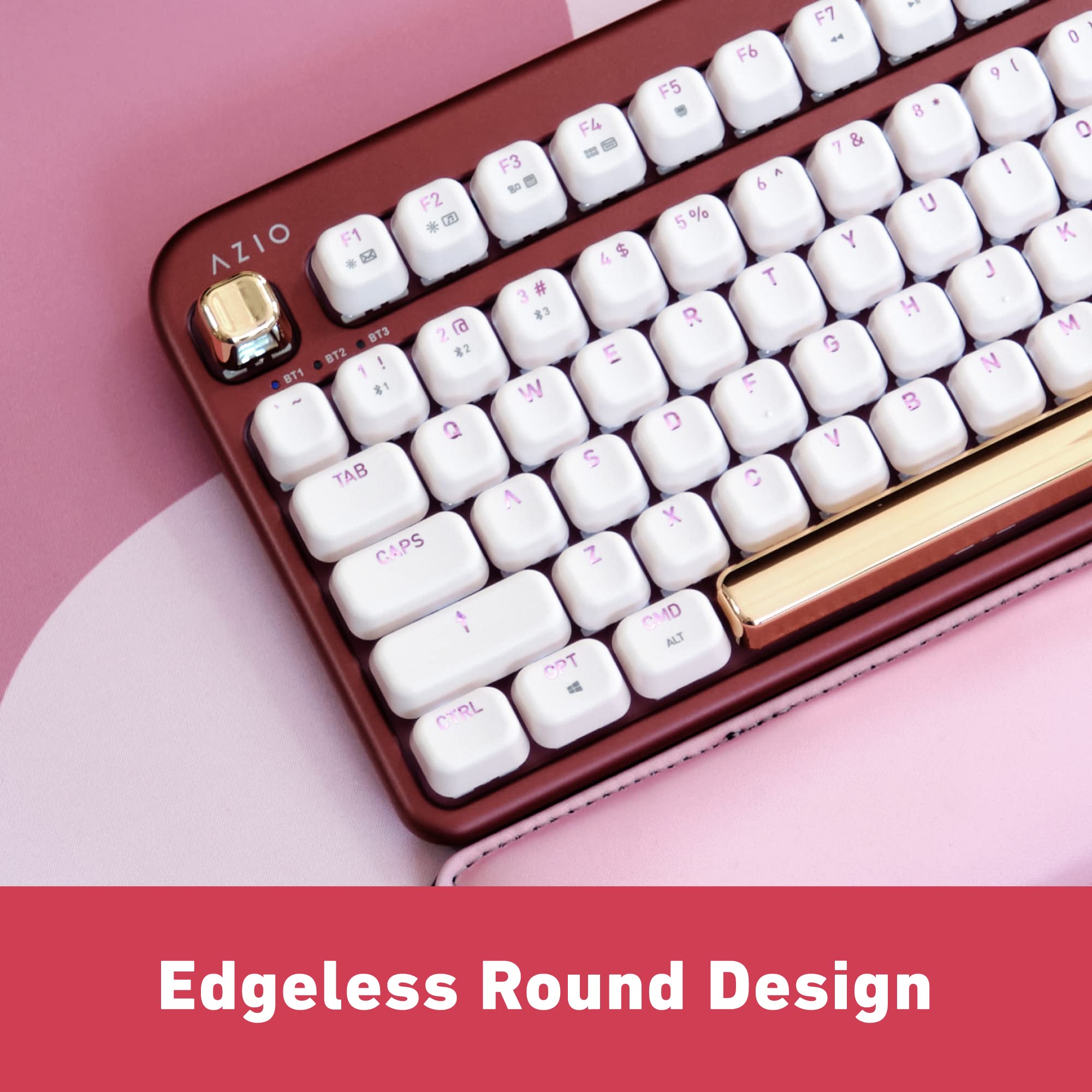 Azio Izo Wireless Bt5/Usb Pc & Mac Mechanical Keyboard, Baroque Rose