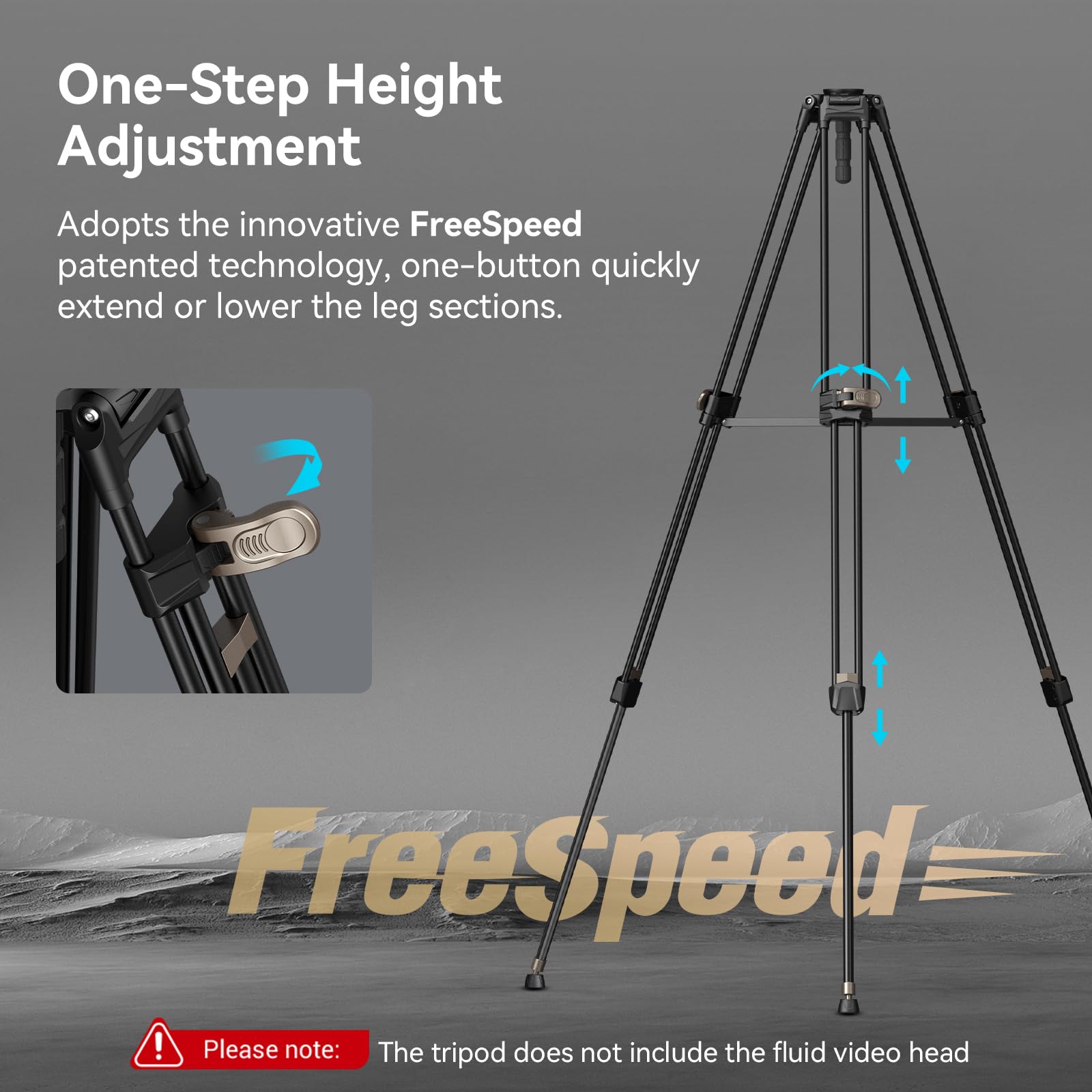 Smallrig Ad-80 Freeblazer Heavy-Duty Aluminum Alloy Tripod,71/Inch Video Tripod With 75Mm Bowl Adapter,One-Step Height Adjustmen