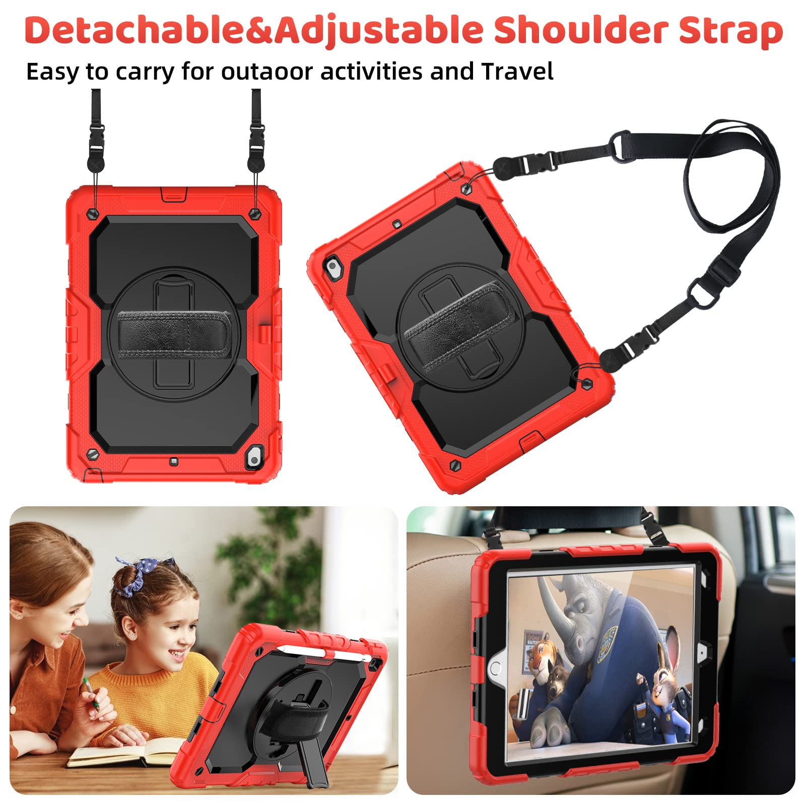 Blosomeet Case For Ipad 9Th Generation 8Th Generation 2021 2020 10.2 Inch With Tempered Glass Screen Protector & Pencil Holder,