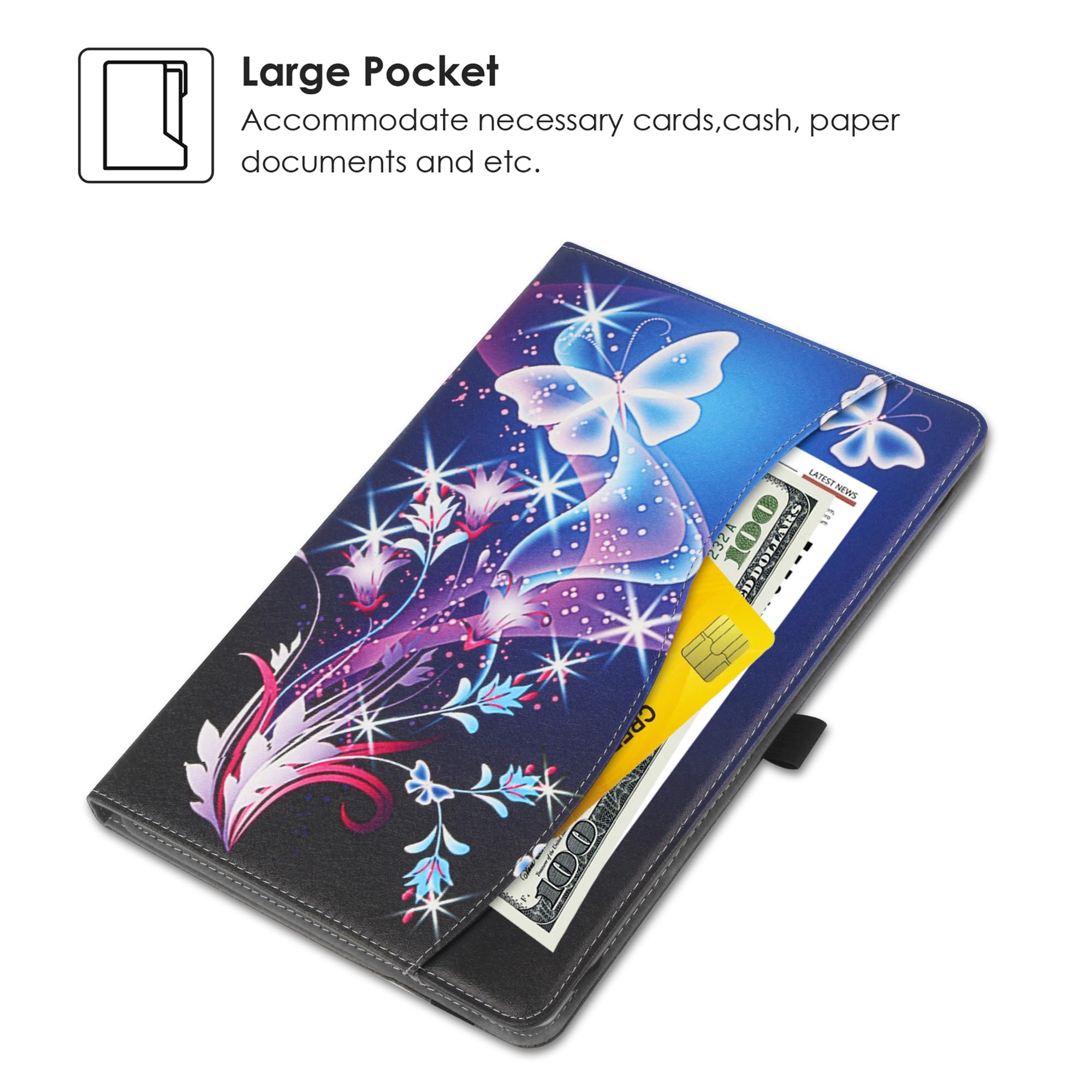 Hgwalp Universal Case For 9Inch 10.5Inch Tablet,Multi Viewing Angels Pu Leather Stand Folio Case Cover With Handstrap For 9'' 10